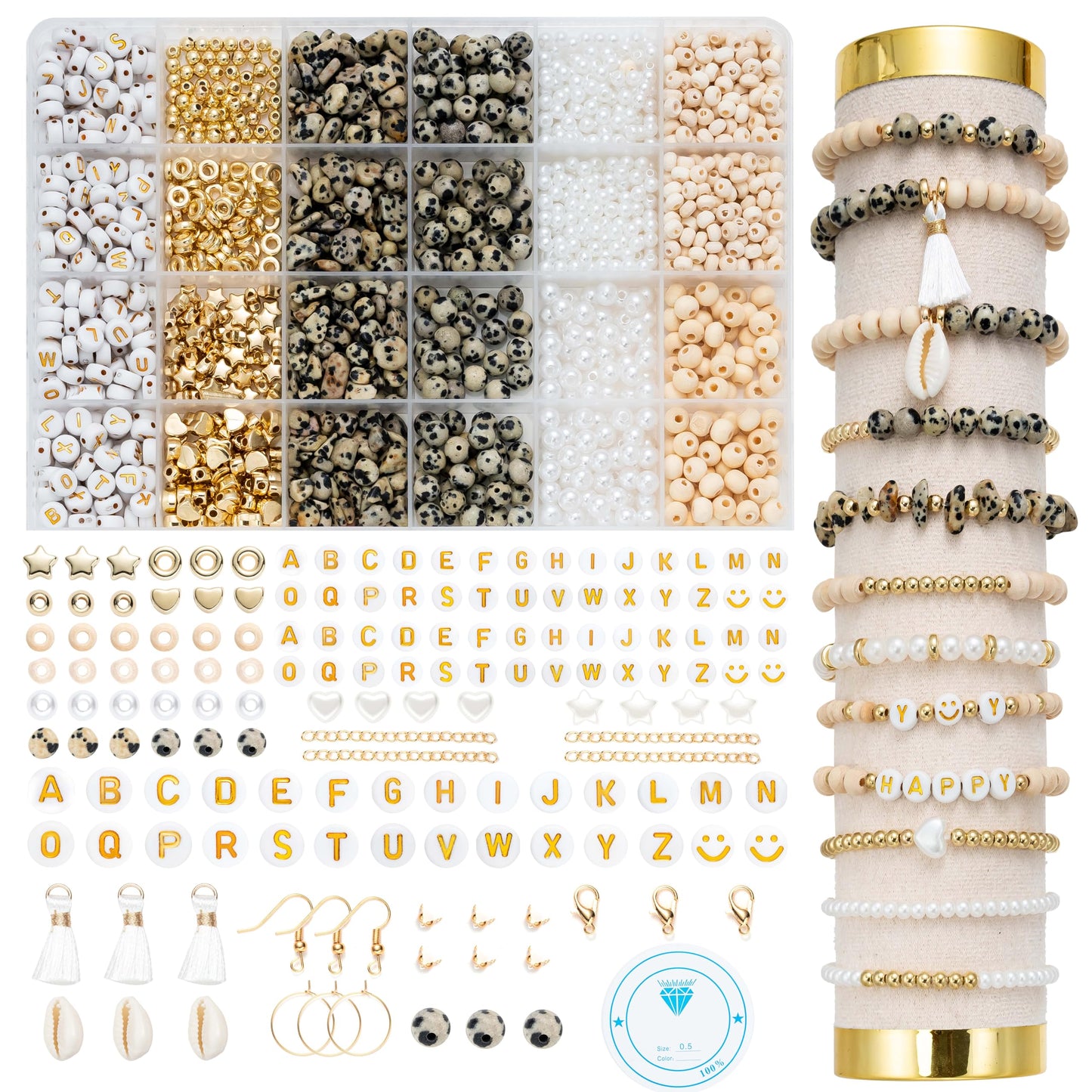 Xylise Jewelry Making Supplies Kit Natural Stone Beads for Irregular Natural Stone with for DIY Craft Bracelet Necklace Earrings for Adults (Transparent)