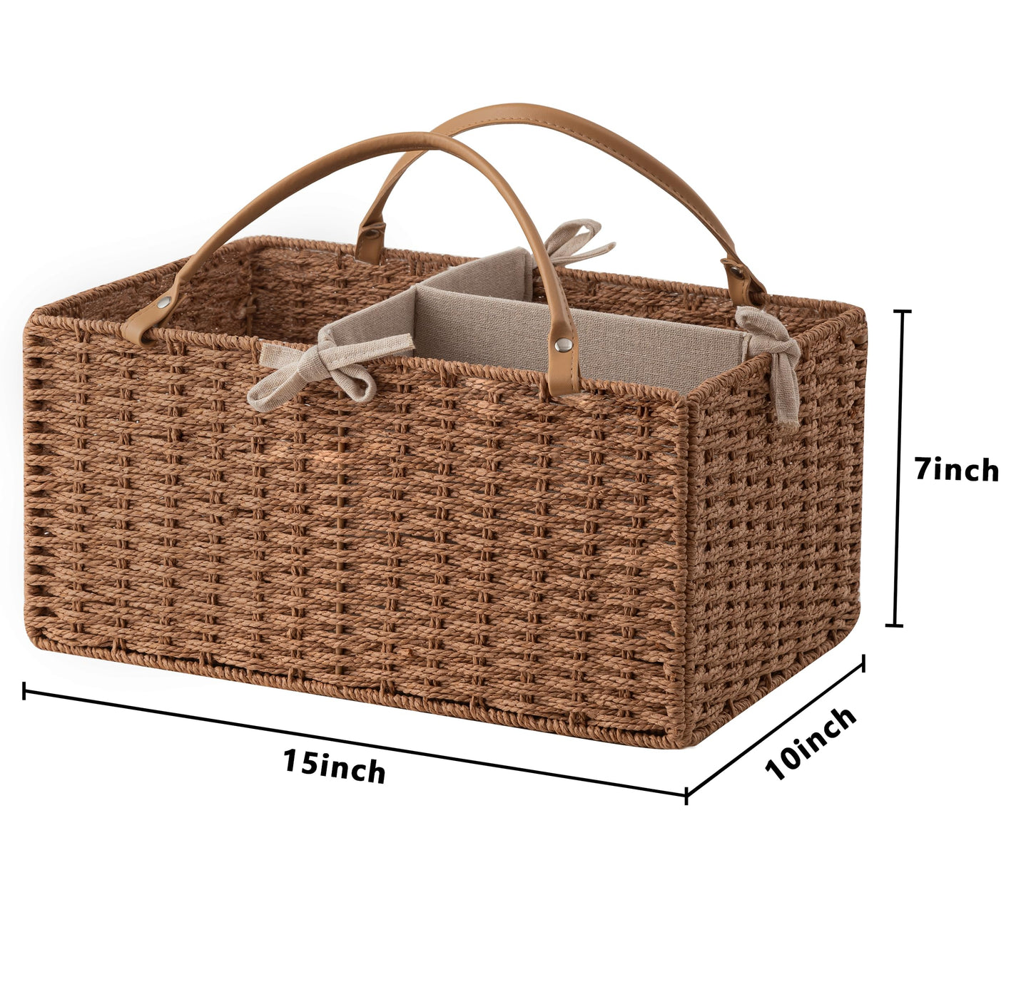 HBlife Large Baby Diaper Caddy Organizer, Paper Rope Storage Baskets Nursery Bin with Removable Divider, Portable Car Organizer for Diapers, Baby Shower Gifts, Newborn Essentials Must Haves