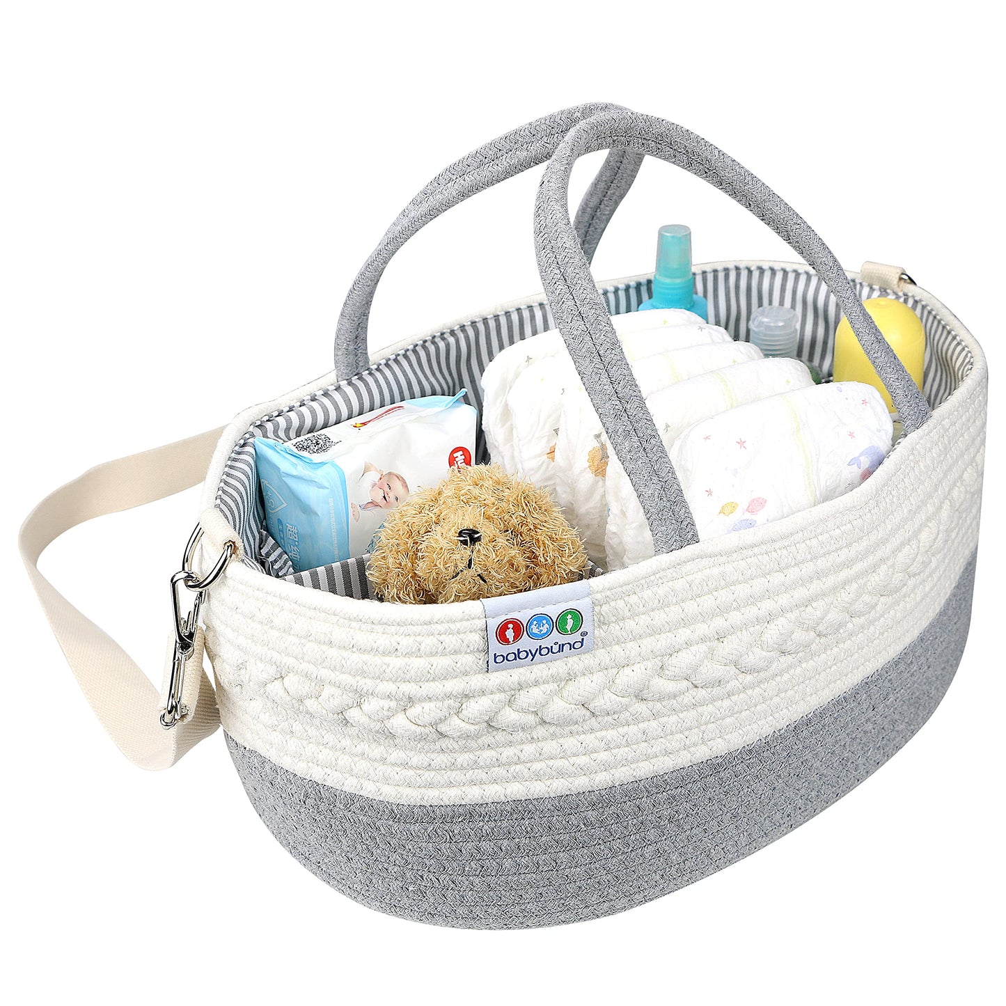 Extra Large Baby Diaper Caddy Organizer - Portable Rope Nursery Basket for Changing Table Storage - Baby Essentials Organizer for Diapers, Wipes, and More