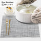 SHACOS Woven Vinyl Placemats Set of 6 Wipe Clean Table Placemats Heat Resistant Wipeable Non Slip Table Mats Indoor Outdoor, Gray White