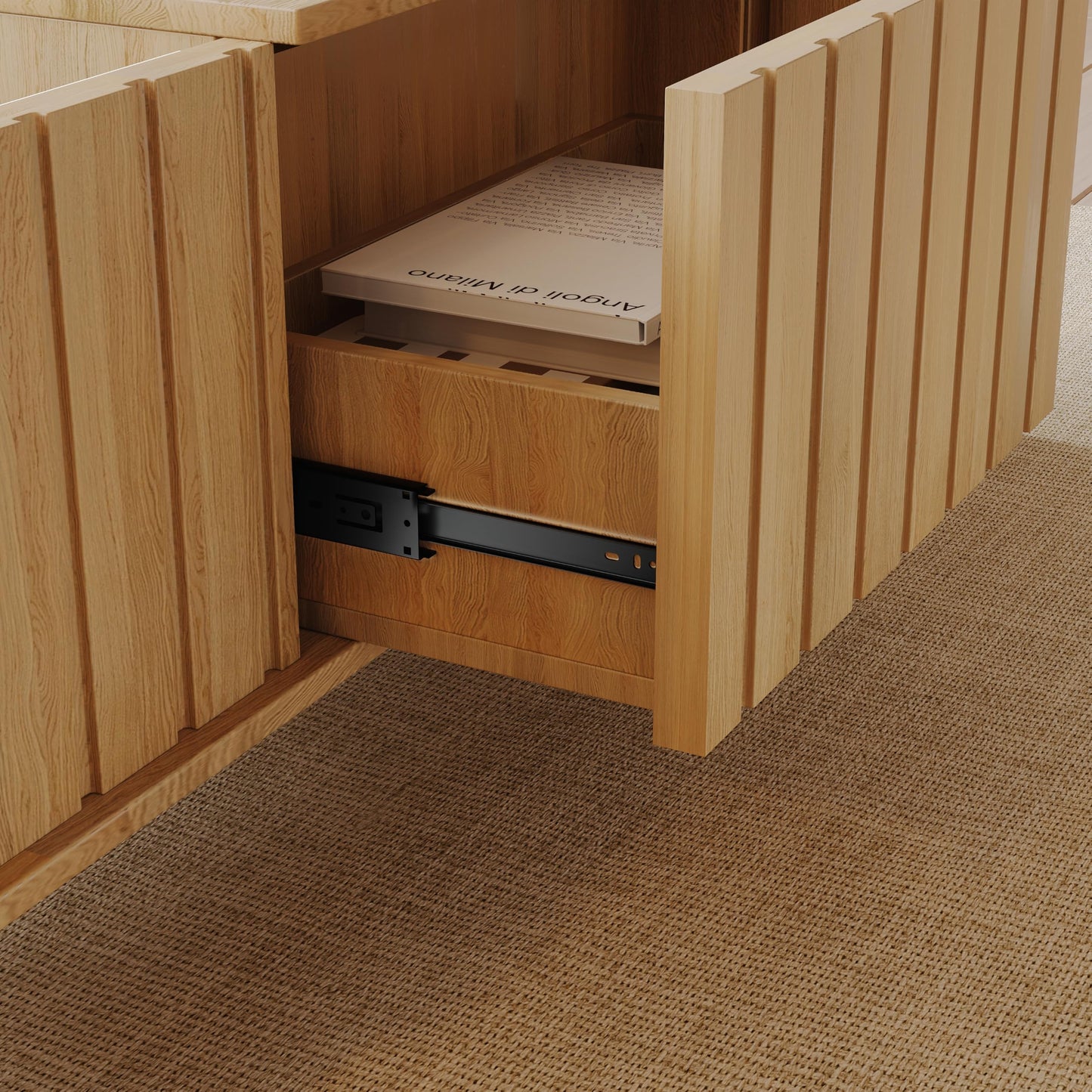 Jartoil Extendable Coffee Table with Storage, Wood Coffee Table with Hidden Compartment, Expandable Coffee Tables with Side Table for Living Home(Natural)