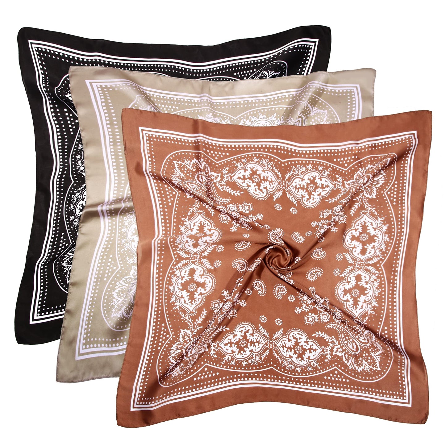 3 Pcs 27.5 Inches Satin Head Scarf Hair Scarf Silk Head Scarf Silk Bandana Silk Hair Wrap Neck Scarf for Women Girls