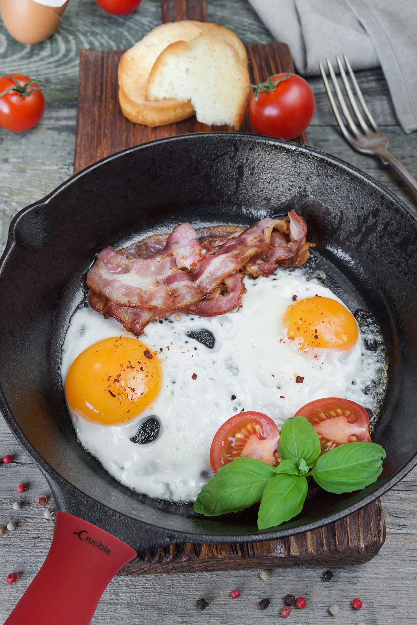 Silicone Hot Handle Holder, Potholders (3-Pack Red) for Cast Iron Skillets, Pans, Frying Pans & Griddles, Metal and Aluminum Cookware Handles - Sleeve Grip, Handle Cover