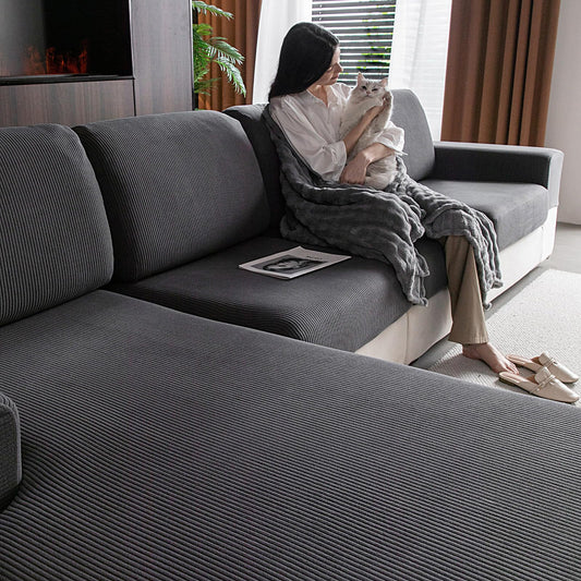 OHSIO Sectional Couch Covers, Wear Resistant Stretch Sofa Covers Washable Soft Couch Cushion Covers Anti Slip Furniture Protector Sofa Slipcovers for Pets (1 Piece Back Couch Cover, Dark Gray)