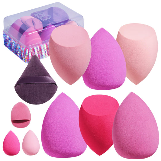 BS-MALL Makeup Sponges For Foundation Blush - Beauty Blender Sponge Set With Finger & Triangle Puffs For Multi-purpose Use, Travel Essential & Daily Makeup (Diamond)