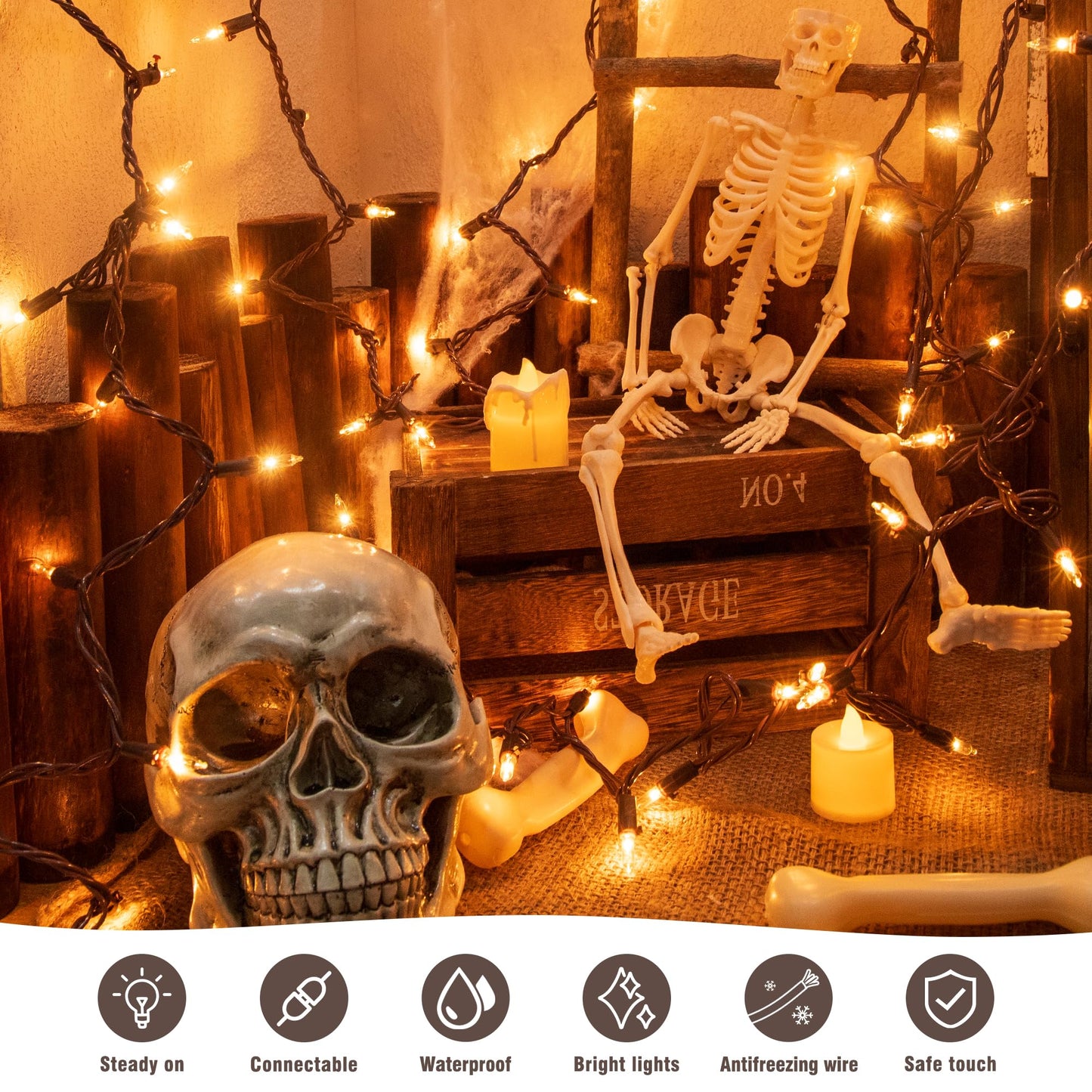 YOUNGAR 13FT 50 Clear Christmas Lights Outdoor, UL Approved Christmas Tree Lights with Brown Wire, Incandescent Mini Light Plug in for Indoor Outdoor Tree Patio Garden Xmas Decor