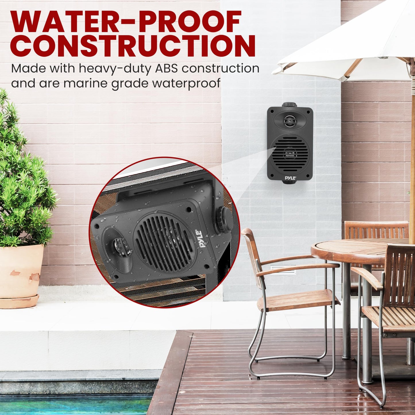 Pyle Indoor Outdoor Speakers Pair - 200 Watt Dual Waterproof 3.5” 2-Way Full Range Speaker System w/ 1/2” High Compliance Polymer Tweeter - in-Home, Boat, Marine, Deck, Patio, Poolside (Black)