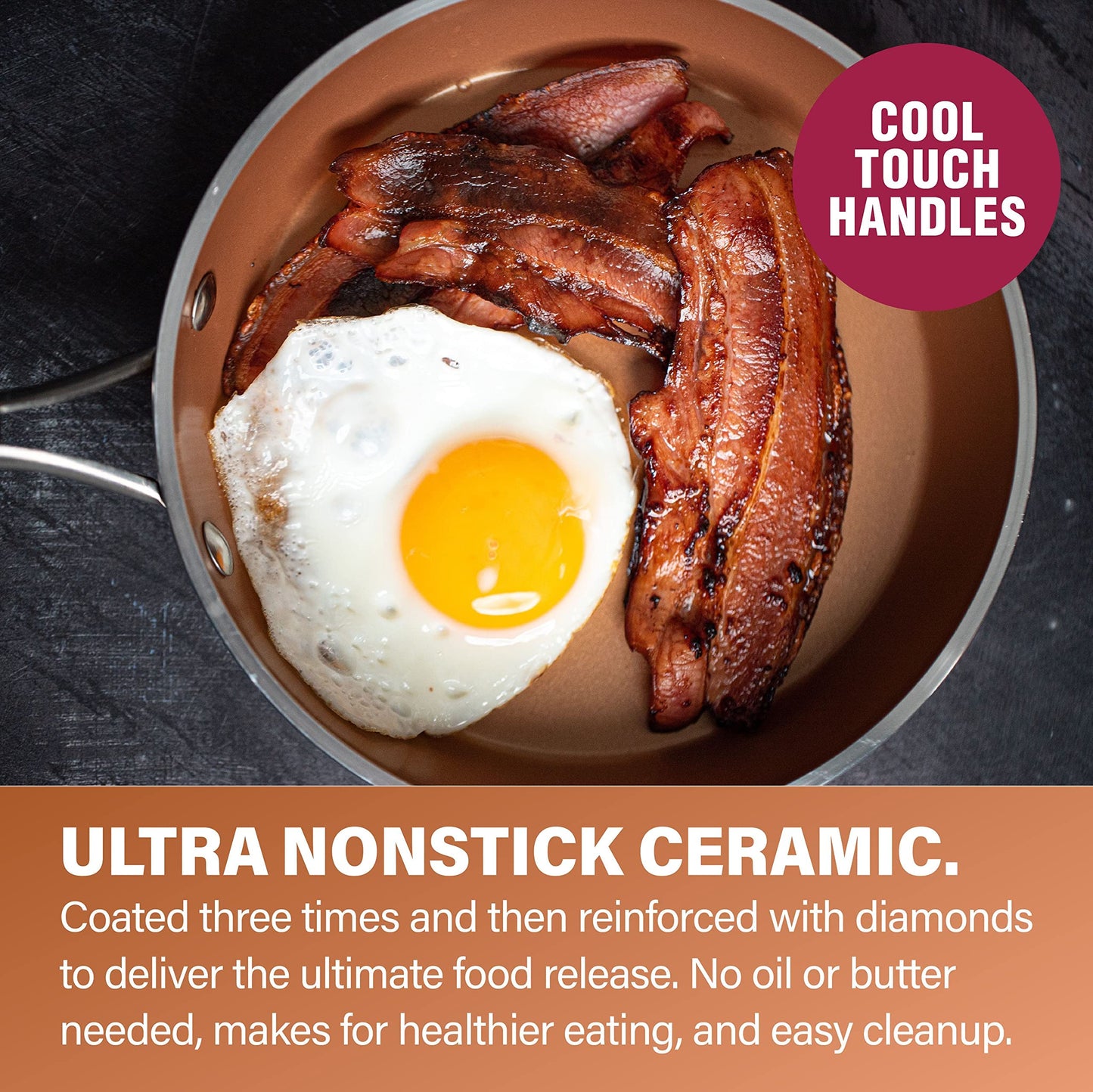 Gotham Steel Hammered 20 Pc Ceramic Cookware Set Nonstick, True Ceramic Pots and Pans Set Non Stick with Deep Square Pan Set & Bakeware Set, Non Toxic PFOA PFOS Free, Oven & Dishwasher Safe