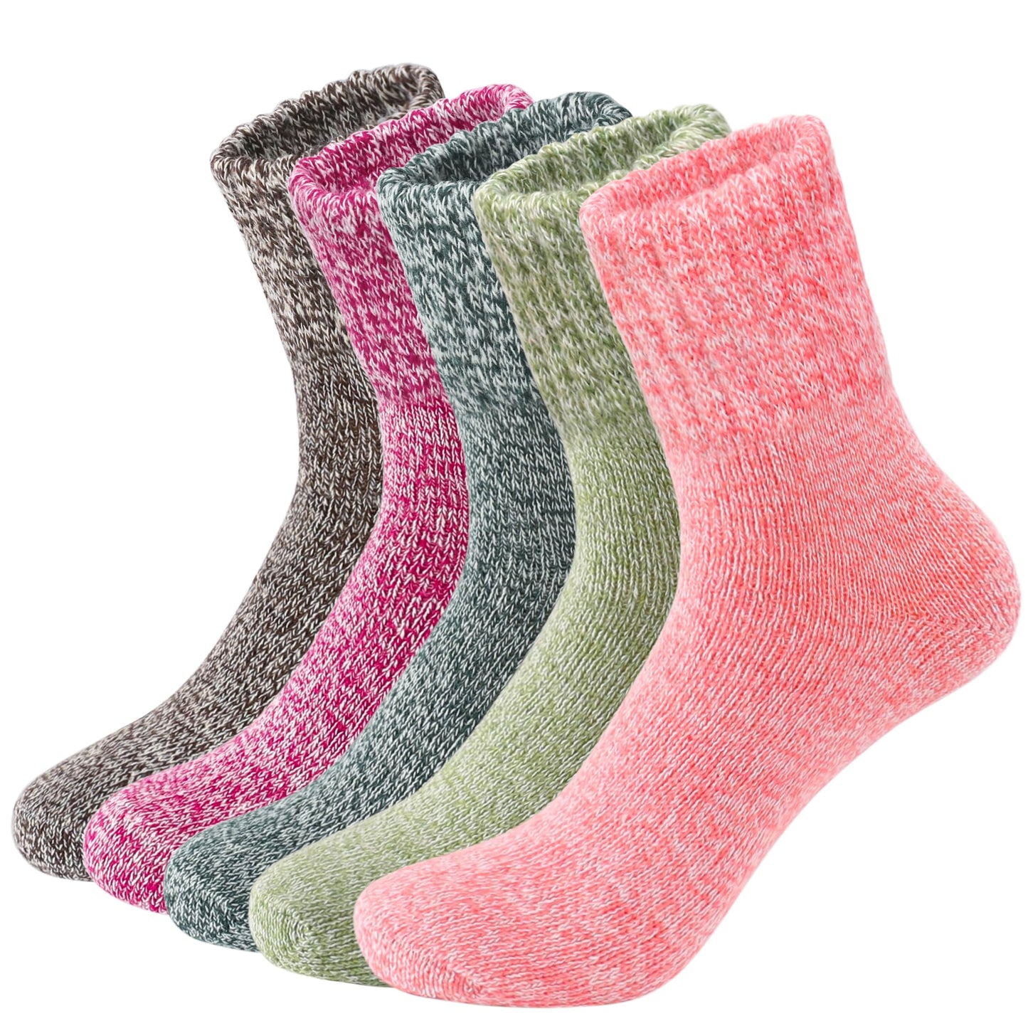 LWWTBS Womens Wool Socks 5 Pairs Winter Warm Thick Knit Wool Soft Vintage Casual Crew Socks Gifts for Women Men (Mul-5)