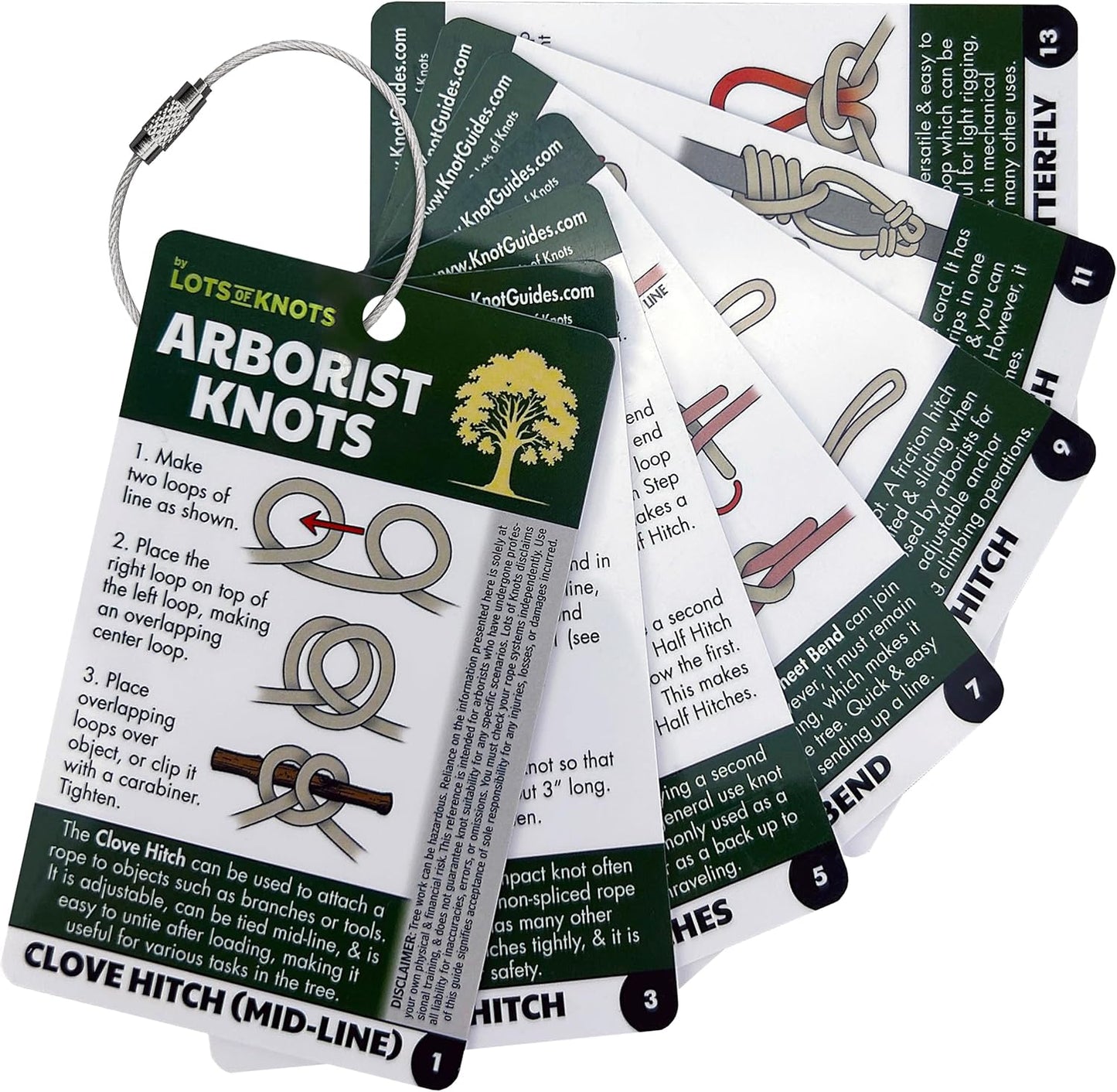 Arborist Knots - Knot Cards for Tree Climbing and Tree Care - 14 Page Waterproof Pocket Guide for Arborist Equipment Kit