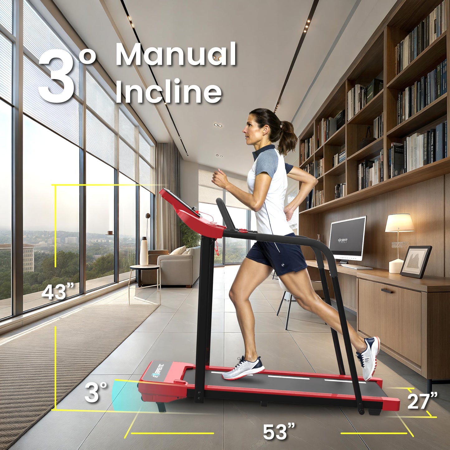 Senior Fitness Treadmill, 400 lb Capacity, Safe Design with Full-Length Rails, Low Step-Up Height, 0.3–4 MPH Motorized Walking Treadmill for Elderly, Recovery & Home Exercise