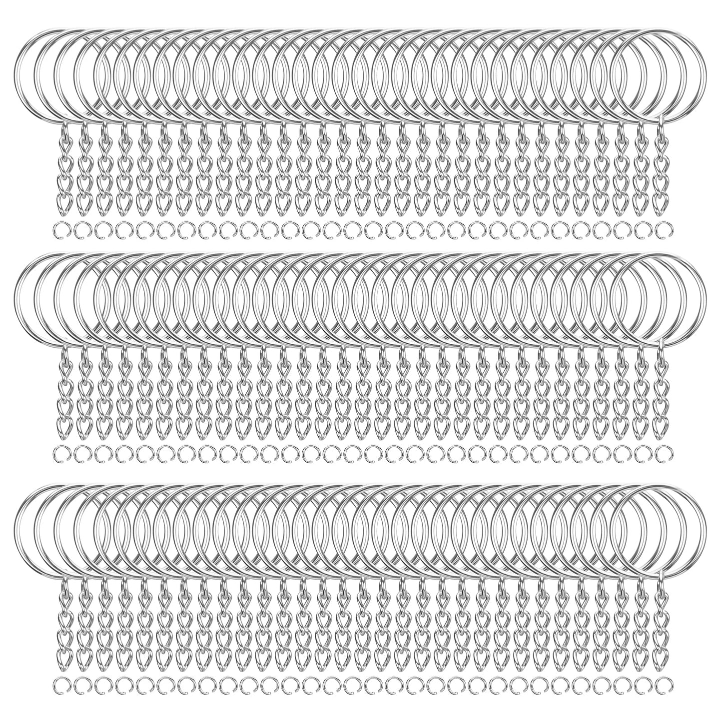 HAUTOCO 100Pcs Keychain Rings with Chain, Open Jump Rings and Screw Eye Pins for Crafts Charm Jewelry Making(1 Inch/25mm)