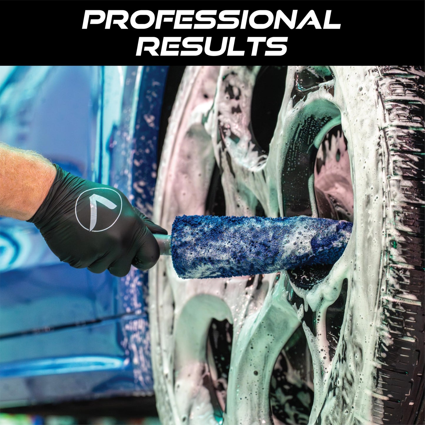 VIKING Wheel Brush or Rim Brush for Car, Metal Free, Blue, 2.5 Inch x 14.3 Inch