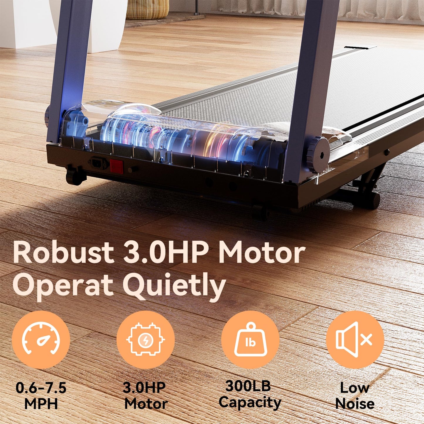 4-in-1 Treadmills for Home with Incline and Handles, Folding Treadmill Running Machine for Small Spaces 300 LB 3.0 HP 7.5 MPH Foldable Treadmill with Smart APP