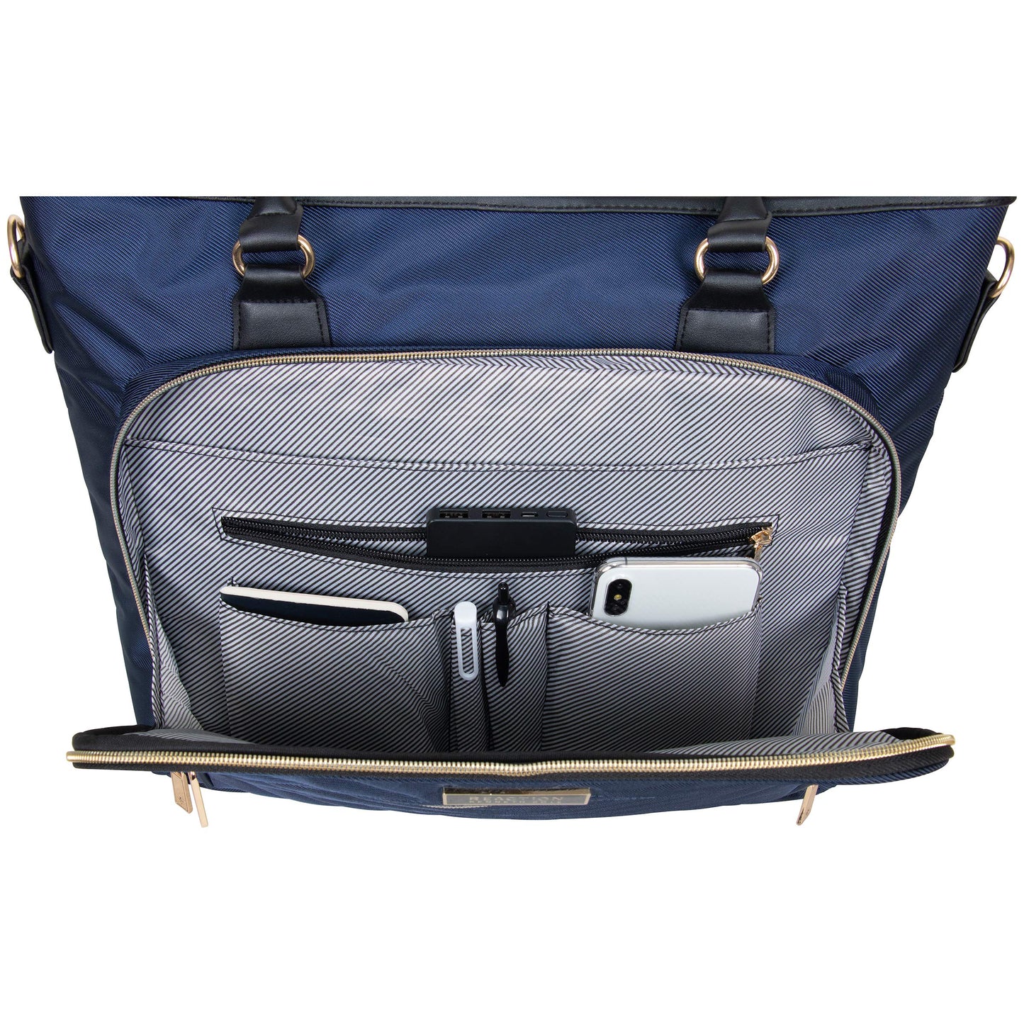 Kenneth Cole REACTION Chelsea Quilted Chevron 15" Laptop & Tablet Business Tote with Removable Shoulder Strap, Navy