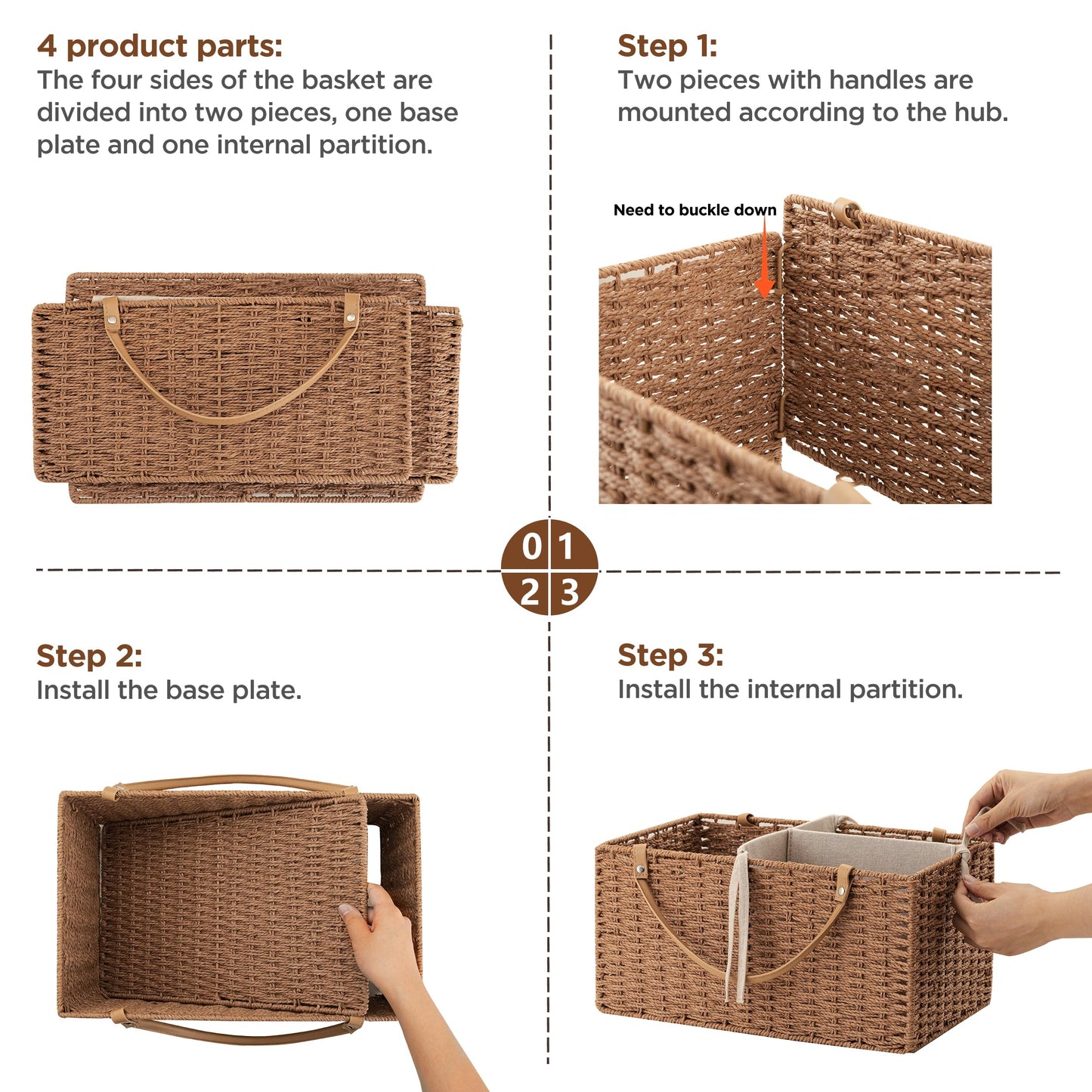 HBlife Large Baby Diaper Caddy Organizer, Paper Rope Storage Baskets Nursery Bin with Removable Divider, Portable Car Organizer for Diapers, Baby Shower Gifts, Newborn Essentials Must Haves