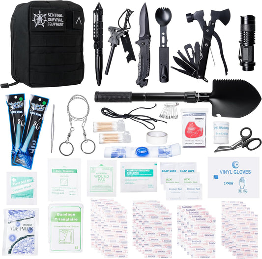 320-Piece Survival Kit | Emergency Gear for Camping, Hiking & Disaster Preparedness | Essential Roadside Emergency Kit | Molle Compatible Bug Out Bag | First Aid, Tactical Tools & Survival Essentials