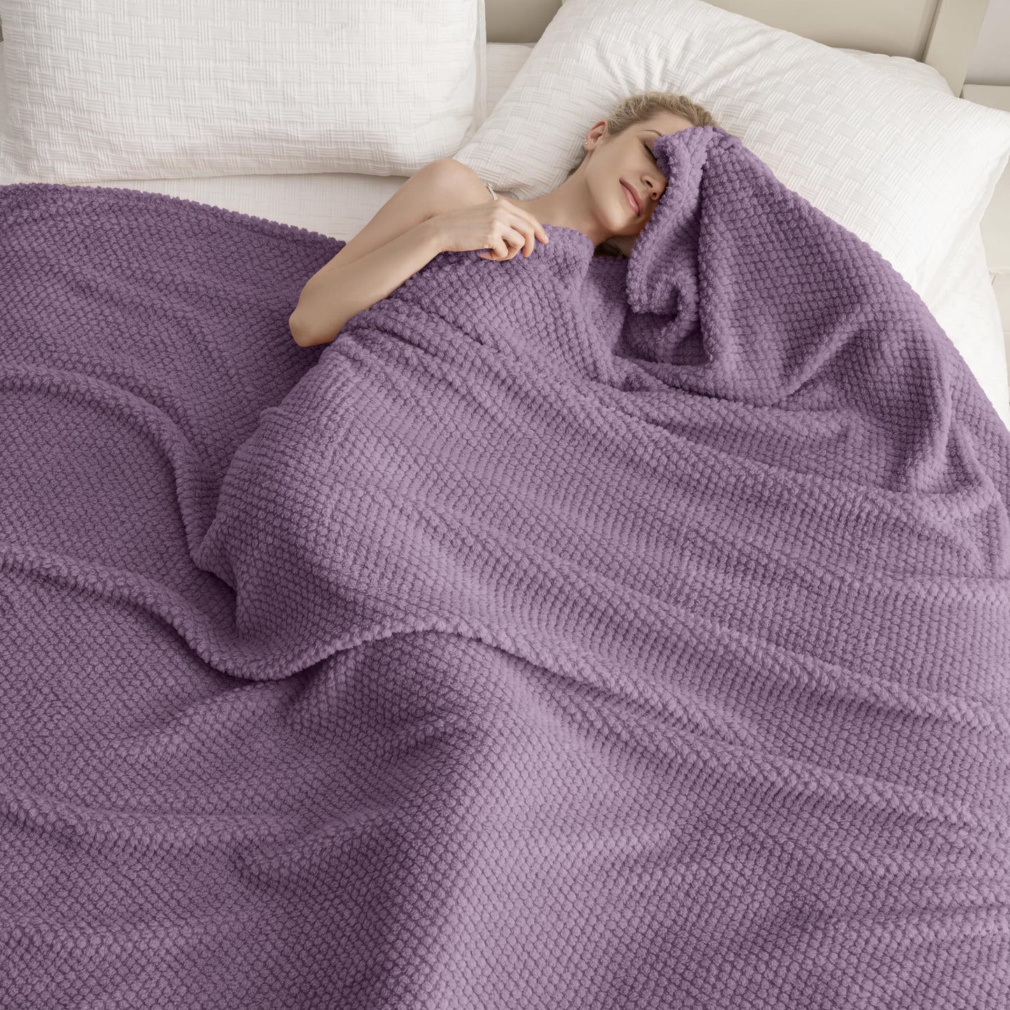 Purple 300GSM Fleece Throw Blanket for Couch Sofa Bed, 50x70 Soft Cozy Flannel Blankets, Lightweight Fuzzy Fluffy Throws for Women