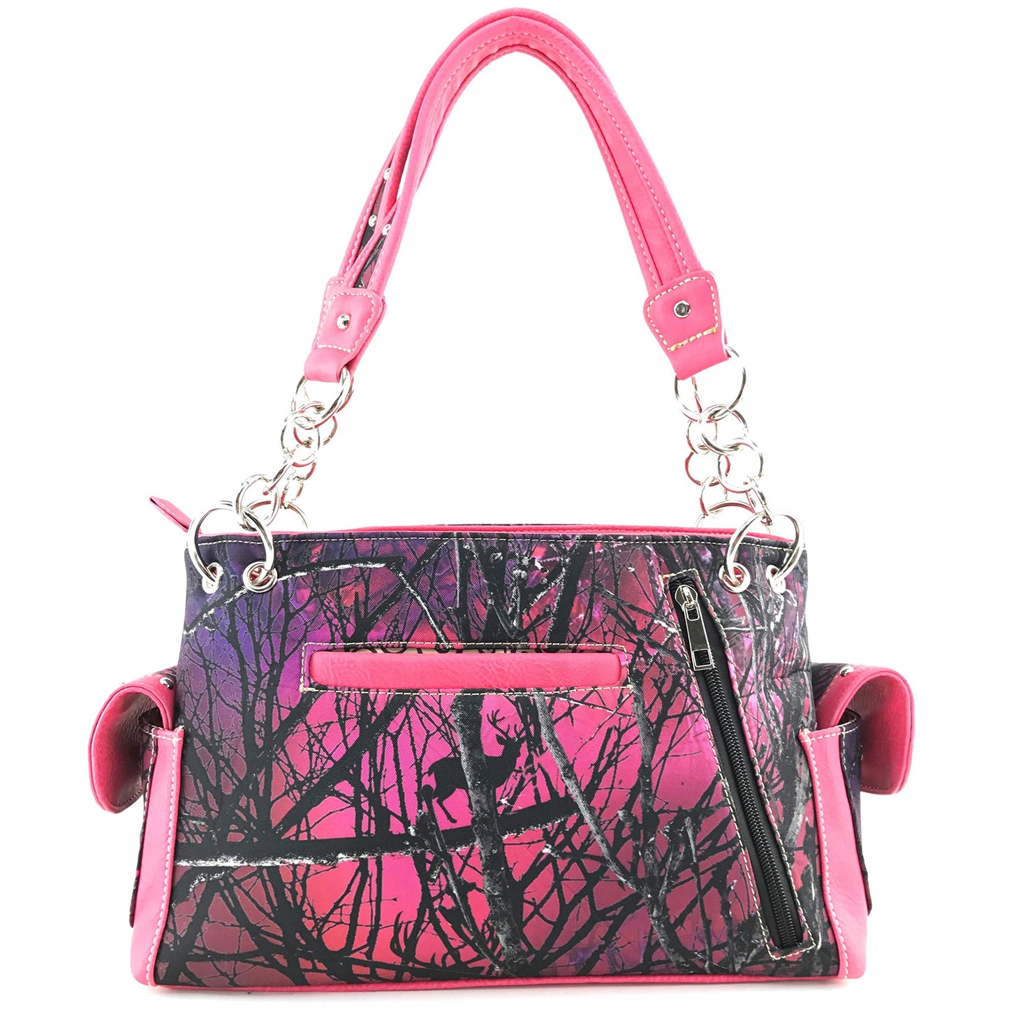 Zelris Camouflage Shine Glow Cross Wings Women Conceal Carry Handbag with Wallet (Hot Pink)