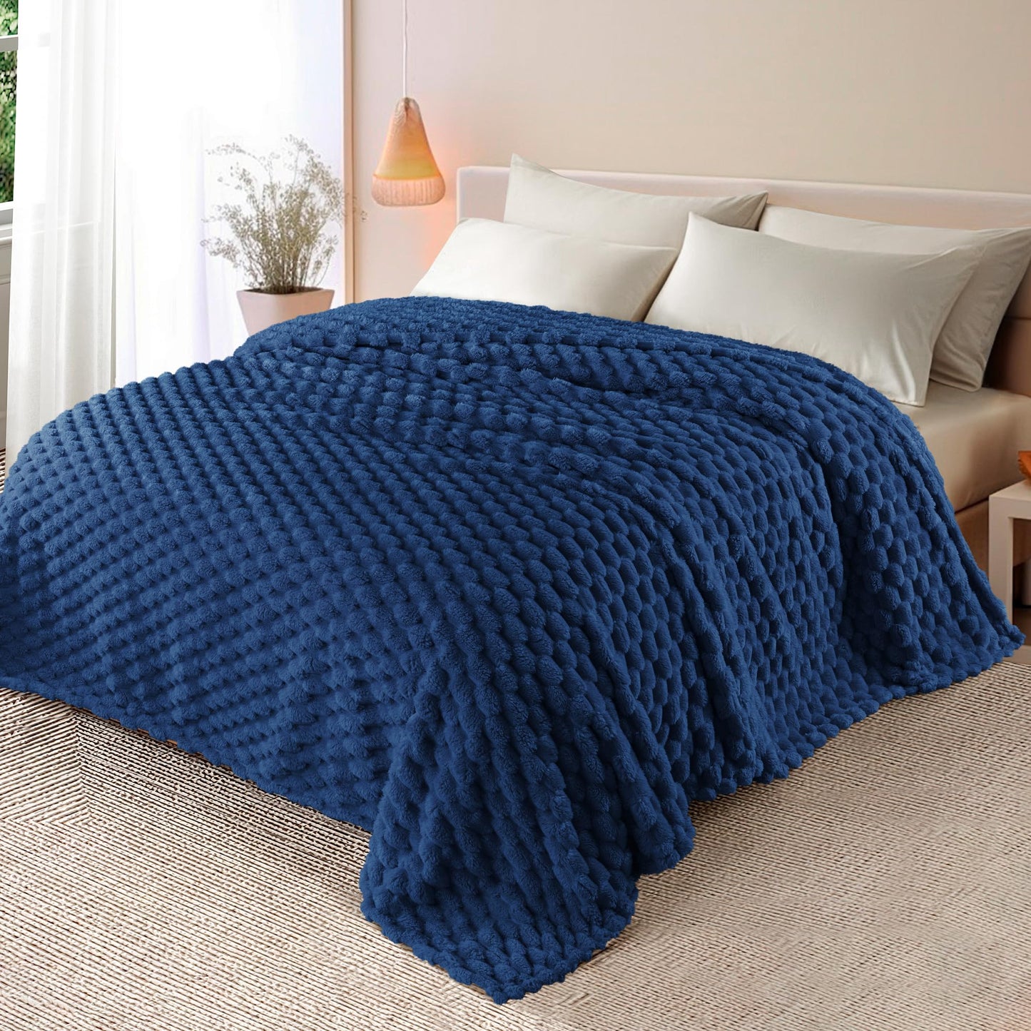 Whale Flotilla Throw Blanket for Couch with Jacquard Pattern, Fuzzy Soft Cozy Exquisite Blankets for All Season, Warm and Fluffy, 50x60 Inch, Lilac