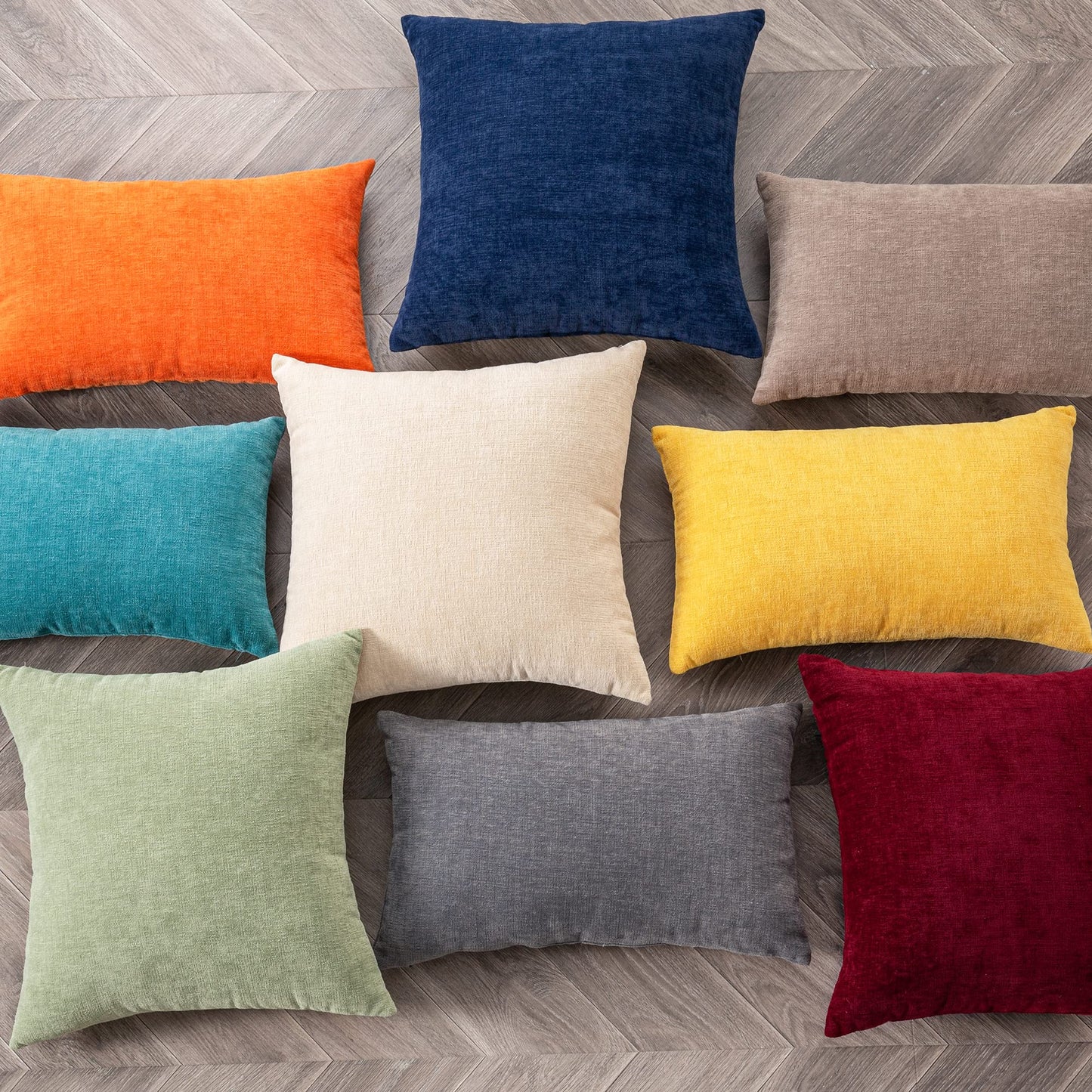 GAWAMAY Lumbar Support Pillow Decorative Rectangle Throw Pillow Covers 12"x20" Inch Set of 2, Soft Chenille Fall Pillowcase for Living Room Bedroom Sofa Couch Cushion Cover Grey 30x50cm (No Insert)