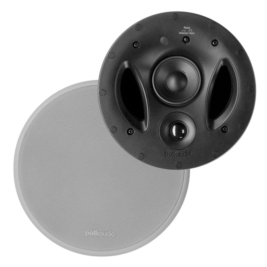 Polk Audio 70-RT 3-Way in-Ceiling Speaker (2.5” Driver, 7” Sub) - The Vanishing Series | Power Port | Paintable Grille | Dual Band-Pass Bass Ports White