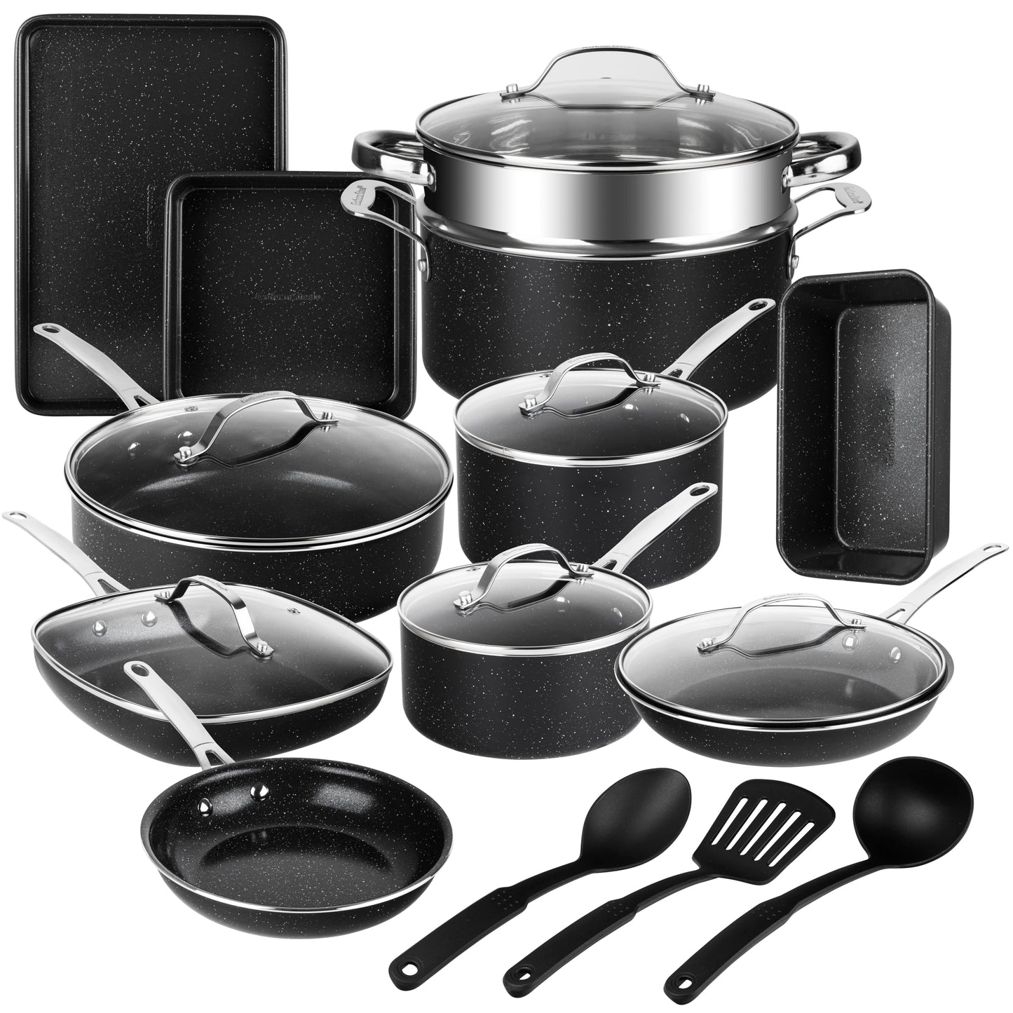 Granitestone 20 Pc Ceramic Cookware Set Nonstick, Premium Pots and Pans Set Non Stick for Kitchen with Bakeware and Cooking Utensils, Non Toxic Made Without PFOA PFOS, Oven & Dishwasher Safe