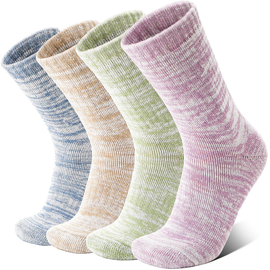 Anlisim Merino Wool Warm Boot Hiking Socks Thermal Extra Thick Winter Cozy Crew Comfy Cushioning Work Women Men Socks 4 Pairs(Color Mix,M)