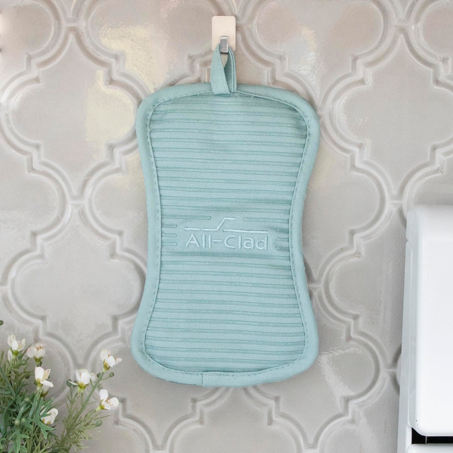 All-Clad Premium Pot Holder & Heating Pad, (2-Pack) Heat Resistant to 500 Degrees, 100% Cotton 10"x6.25" for Kitchen and Barbeque, Rainfall