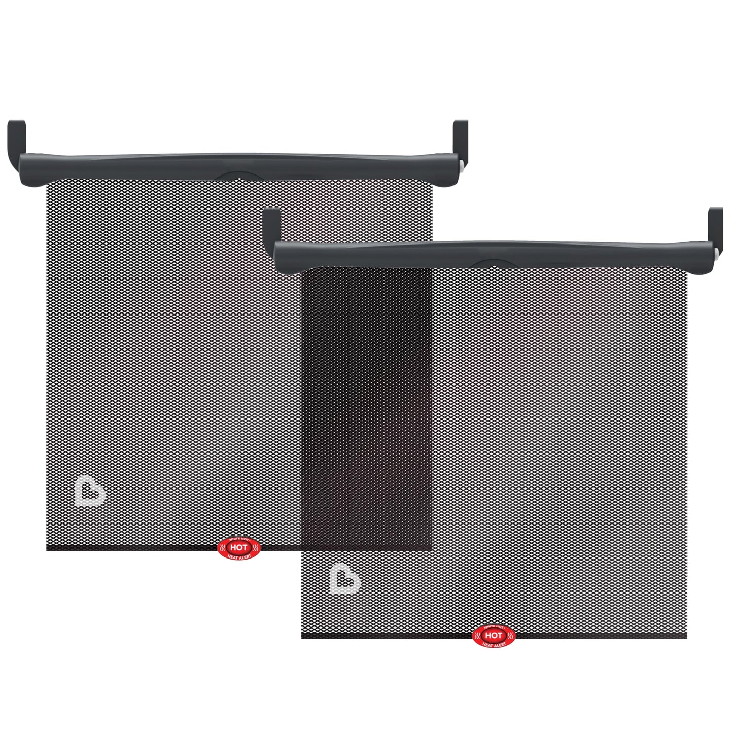 Munchkin Brica Sun Safety Car Window Shade with Heat Alert, Helps Block UVA/UVB Rays, 2 Pack, Black