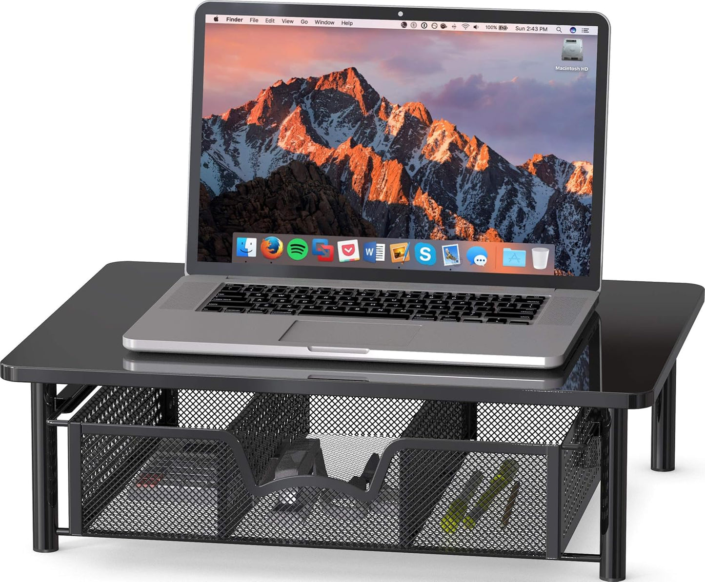 Simple Houseware Computer Monitor Riser with Drawer, Black
