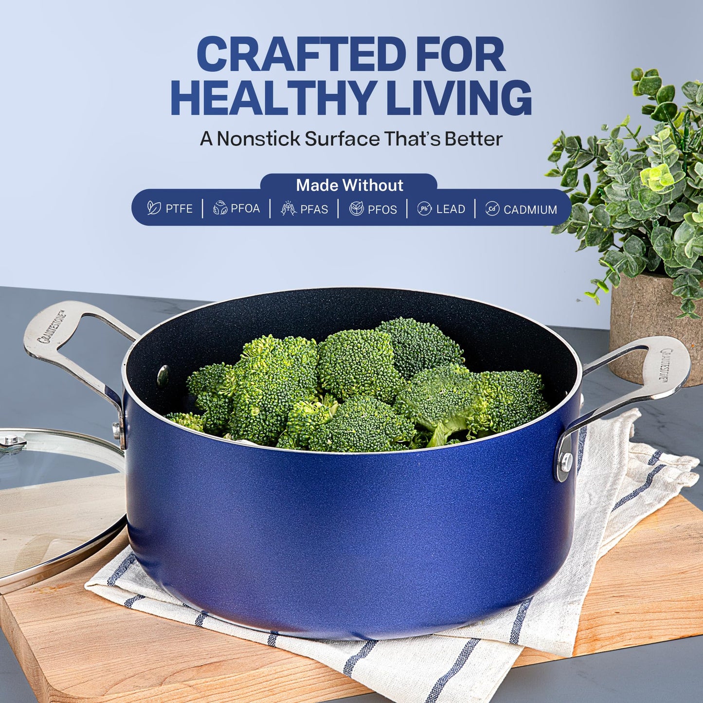 GRANITESTONE 20 Pc Kitchen Pots and Pans Set Non Stick Cookware Set, Kitchen Cookware Sets with Deep Frying Pan Set and Bakeware Set, Non Toxic PFOA PFOS Free, Oven and Dishwasher Safe