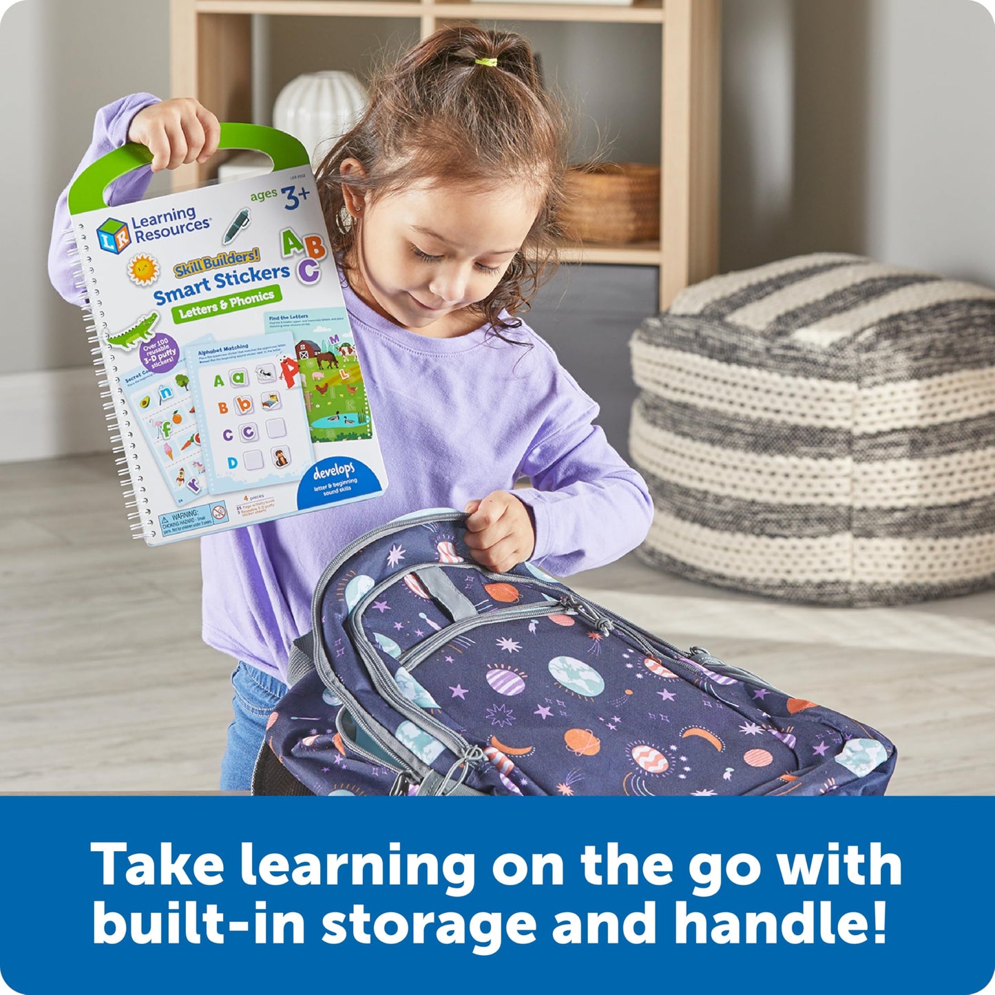 Learning Resources Skill Builders Smart Stickers Letters & Phonics, Alphabet Stickers, Reusable Sticker Book, Preschool Classroom Must Haves, Homeschool Supplies, Montessori Busy Book