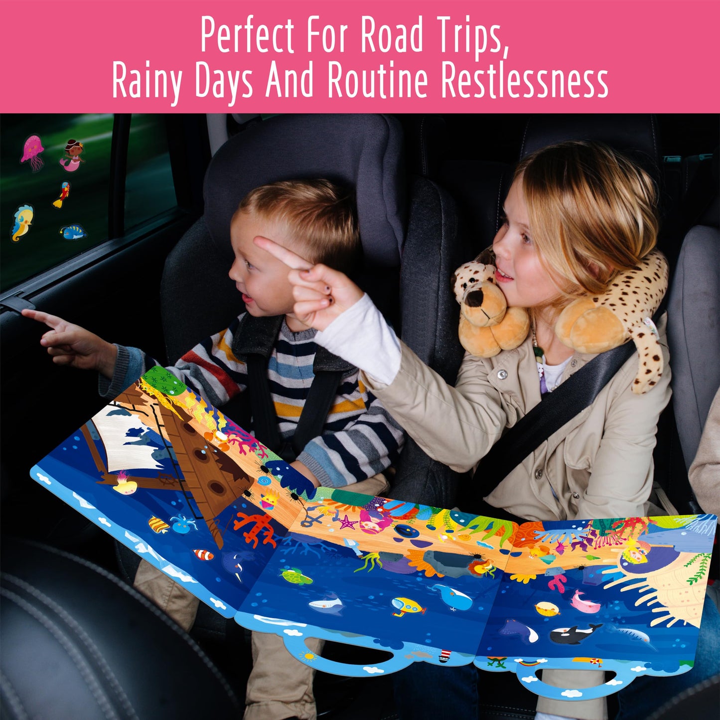 Reusable Sticker Book, 35 Marine Theme Static Stickers Waterproof Animals & Mermaid Decals Matching Game Activity Books Educational Learning Toys for Toddlers Girls Boys Preschooler