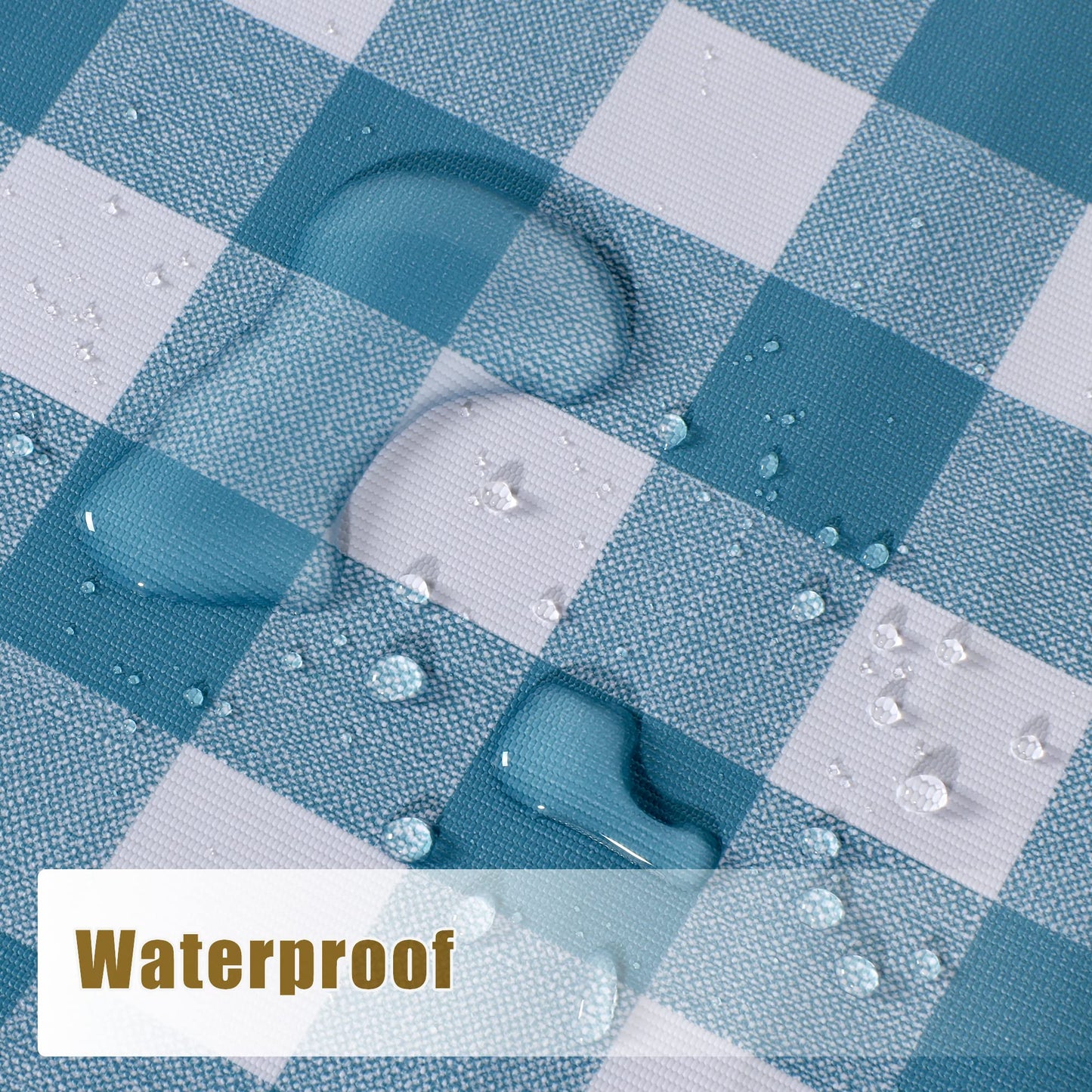 sancua Checkered Vinyl Rectangle Tablecloth, 60 x 102 Inch, 100% Waterproof Oil Proof Spill Proof PVC Table Cloth, Wipe Clean Table Cover for Dining Tables, Buffet Parties, Teal and White