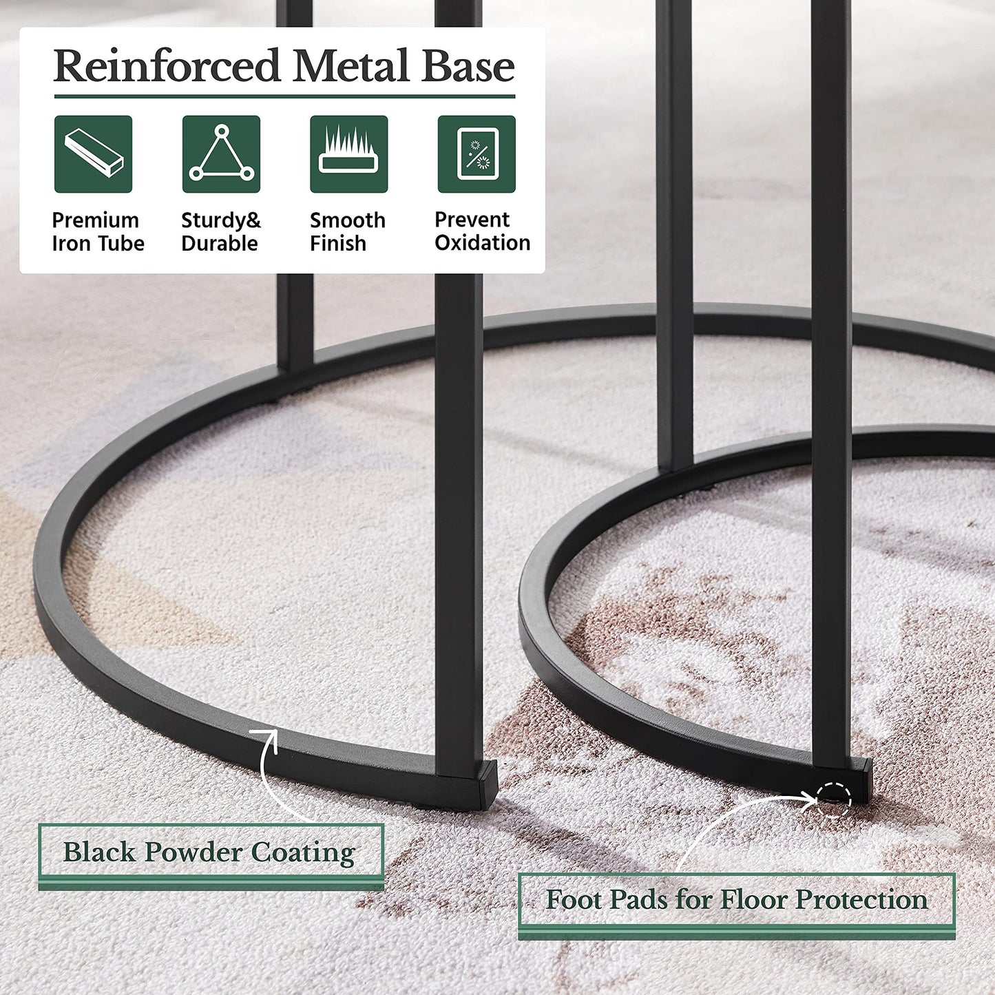 Yaheetech Nesting Coffee Table Set of 2, Nesting Table, Rustic Stacking Side Tables, Nesting End Table Set w/Round Wooden Tabletop and Sturdy Metal Base for Living Room,Small Space, Gray