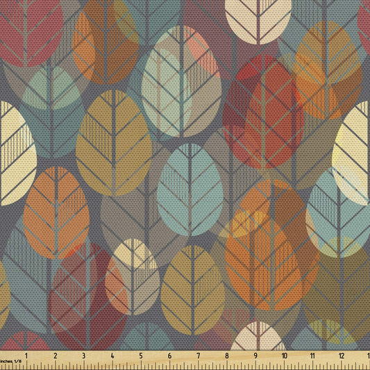Ambesonne Autumn Fabric by The Yard, for Hobby DIY Projects and Sewing Colorful Round Leaves Art Seasonal Repetition Creative Nature Art Composition, Decorative Home Accents Fabric, 3 Yards, Orange