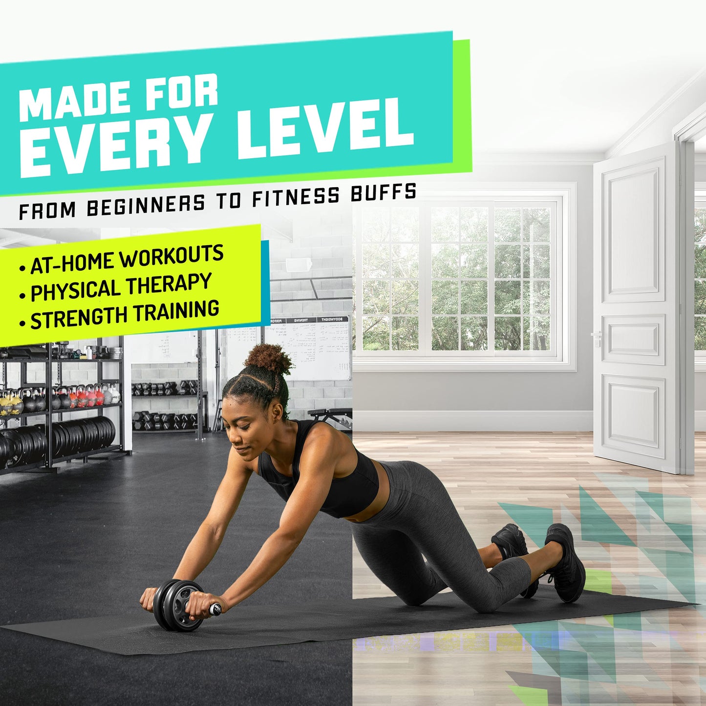 Elite Sportz Ab Roller Wheel - Gym & At Home Ab Workout Equipment with 2 Wheels to Exercise Core Abdominal Muscles - Strength Training Accessories for Abs﻿