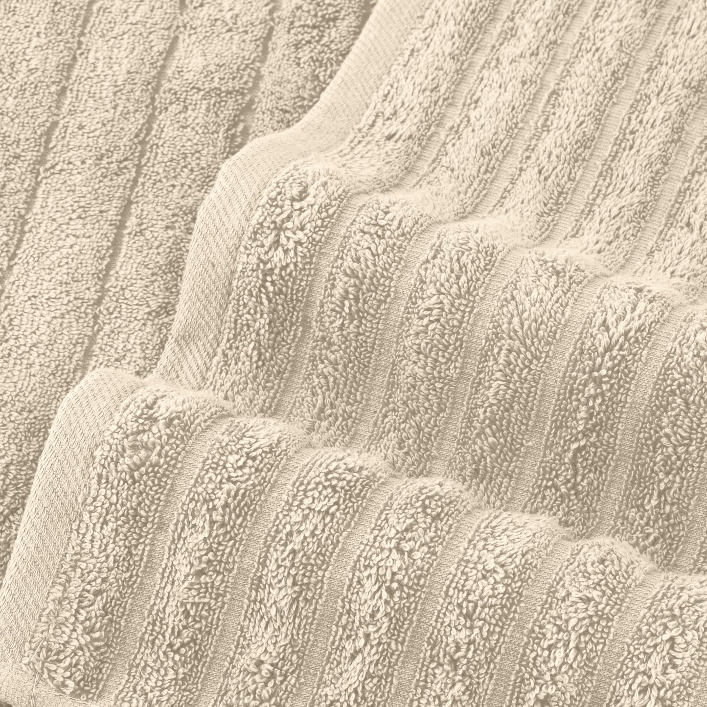 Elegant Comfort 100% Turkish Cotton Corduroy Ribbed Luxury Bath Towels 6-Piece Set, Premium Feel - Quick Dry, Highly Absorbent, Contains 2 Bath Towels, 2 Hand Towels, and 2 Washcloths, Ivory