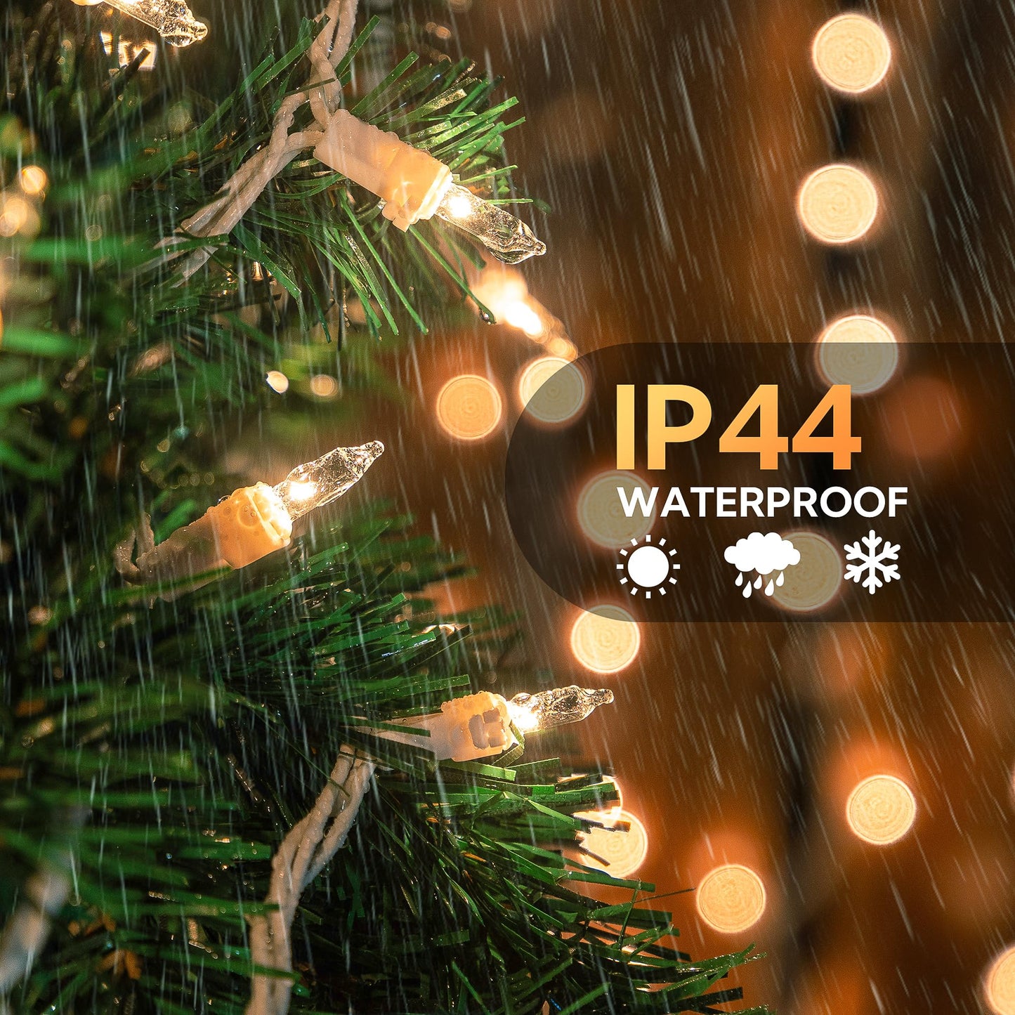 oopswow 100 Count Clear Christmas Lights White Wire,23Feet Incandescent Clear Mini Lights,Connectable Indoor Outdoor Christmas Tree String Lights,Birthday,Holiday,Party,Wedding,Xmas,Warm White