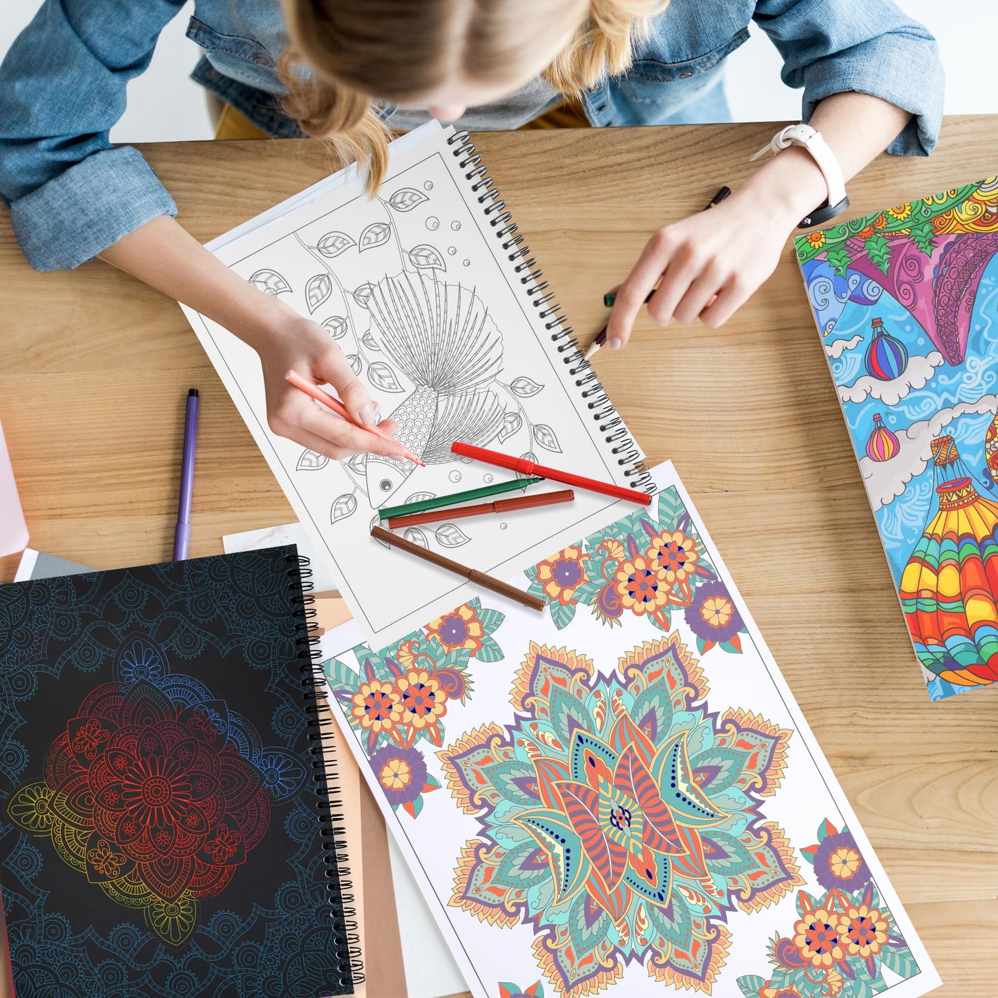 DreamWhirl Adult Coloring Books:Set of 3 Relaxing Adult Coloring Book with Animals, Flowers and Mandalas| Coloring Books for Adult to Relieve Anxiety