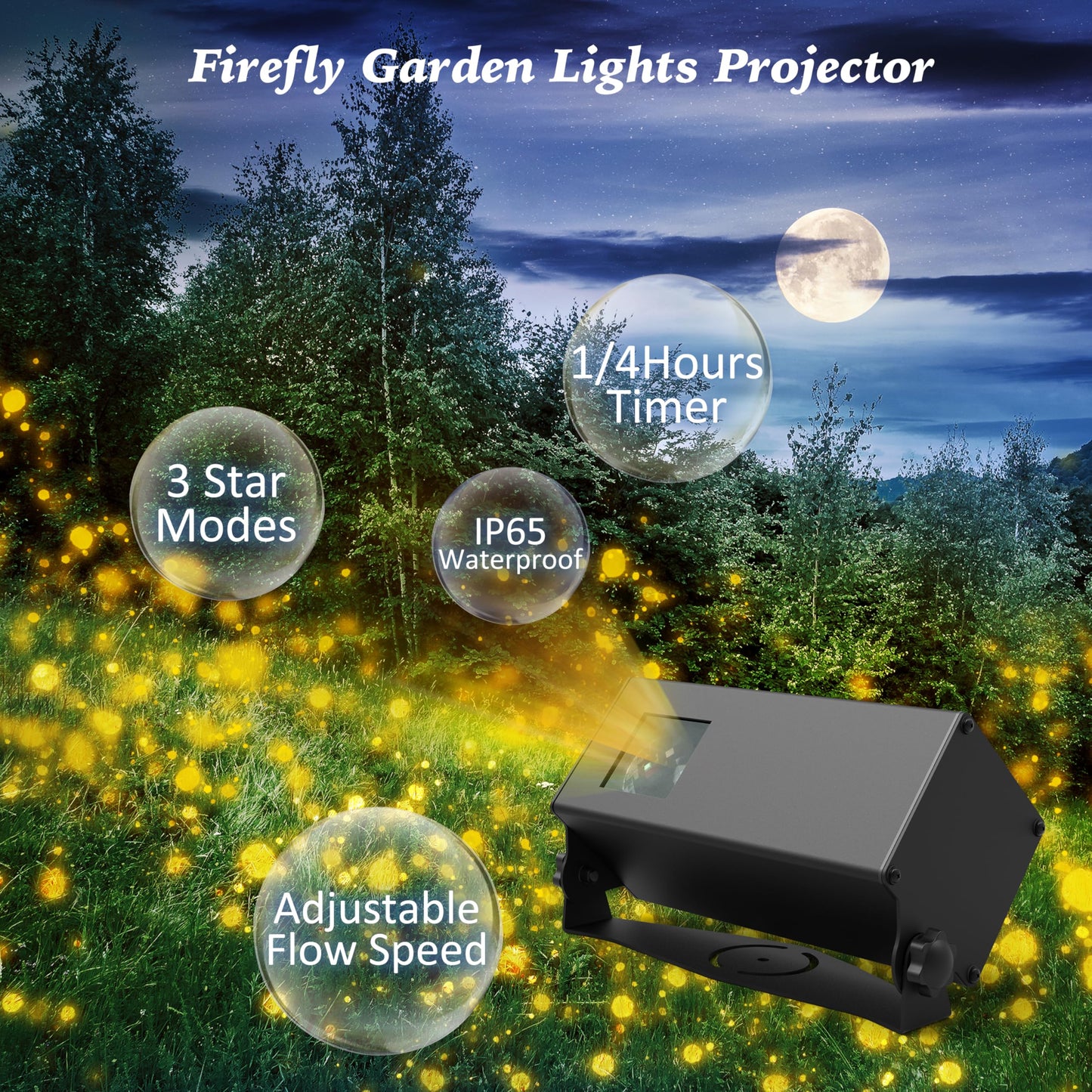 Outdoor Firefly Lights Projector, AIRIVO Yellow Laser Projector Star Lights Show, Garden Fairy Light with Remote Control for Summer, Home, Patio, Landscape