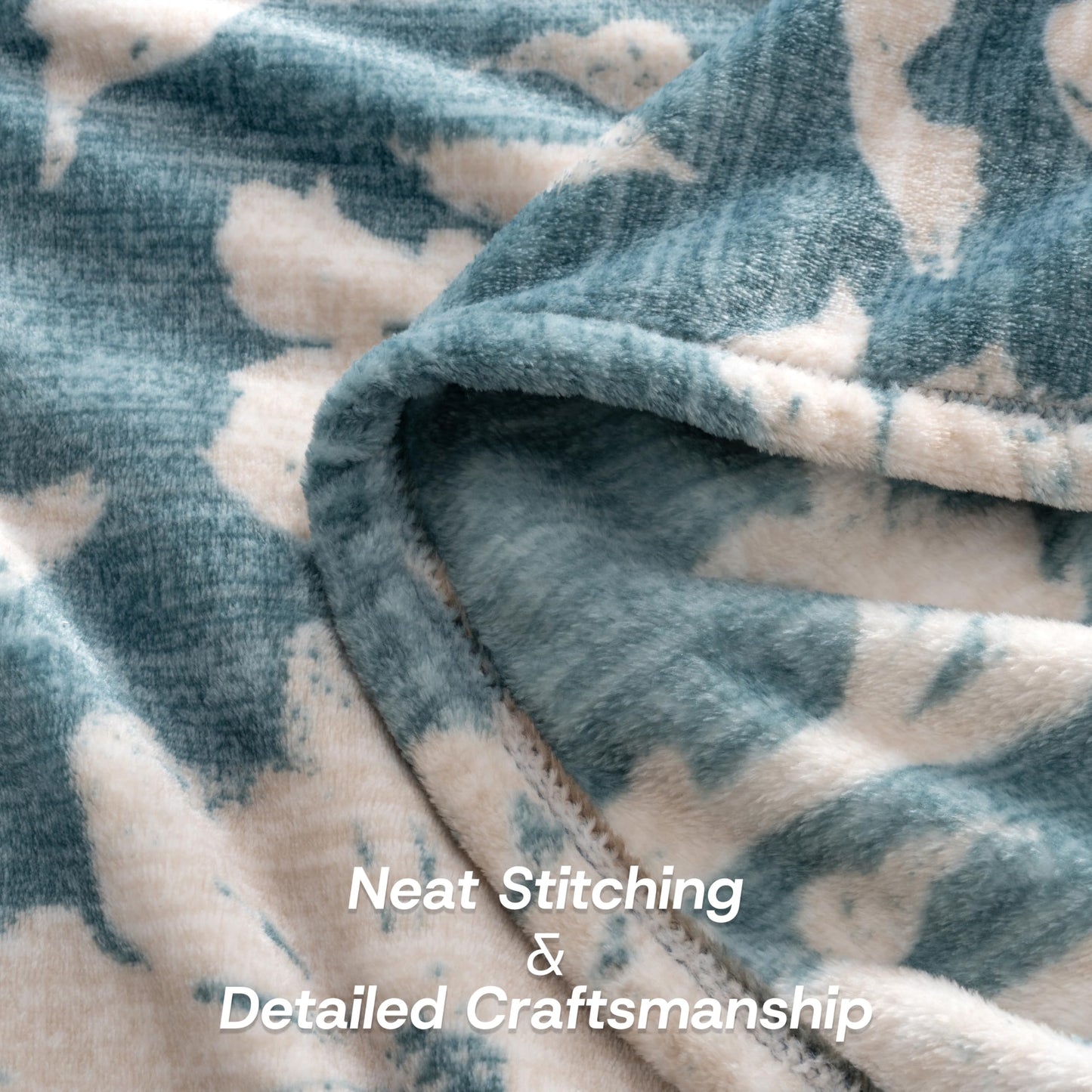Sushing Luxury Printed Fleece Warm Throw Blanket, Soft Lightweight Velvety Plush Throw for Couch and Bed, Cozy Comfy for All Seasons(Blue Floral Silhouette, 50×70 Inches)