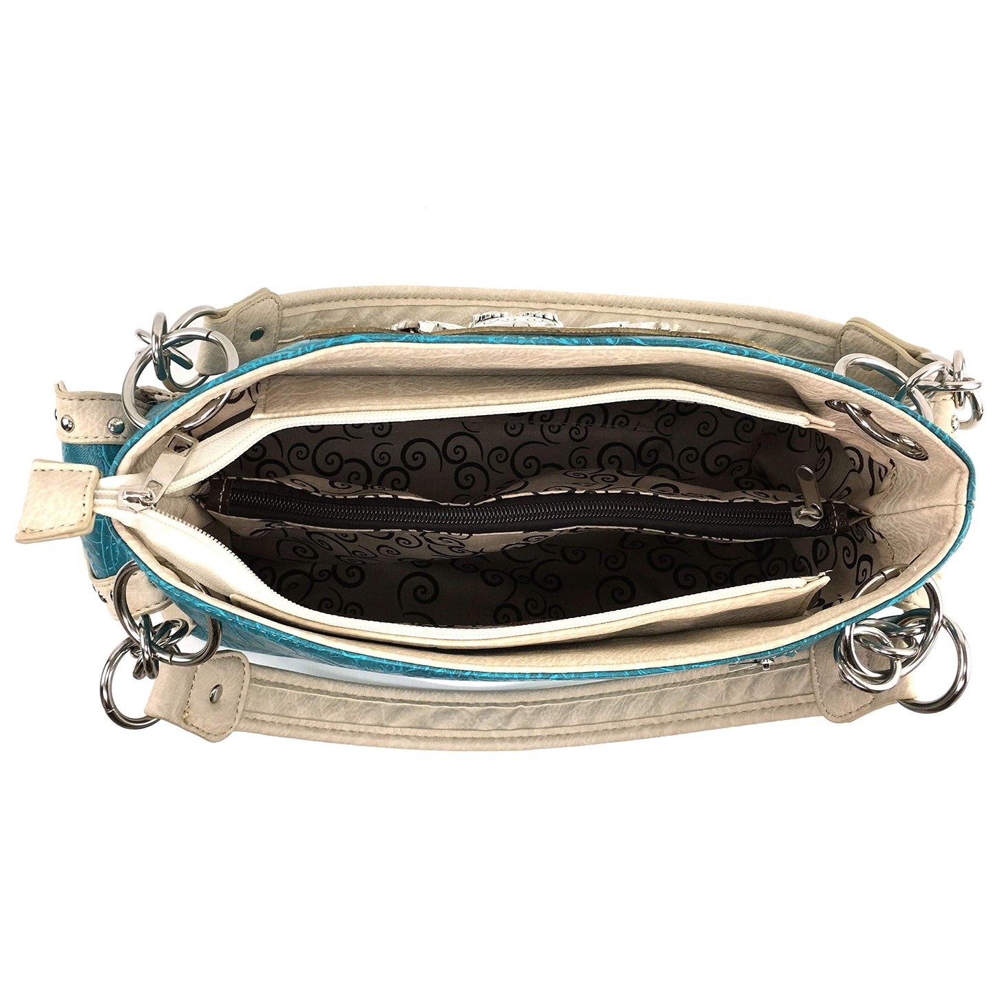 Zelris Camouflage Shine Glow Cross Wings Women Conceal Carry Handbag with Wallet (Hot Pink)