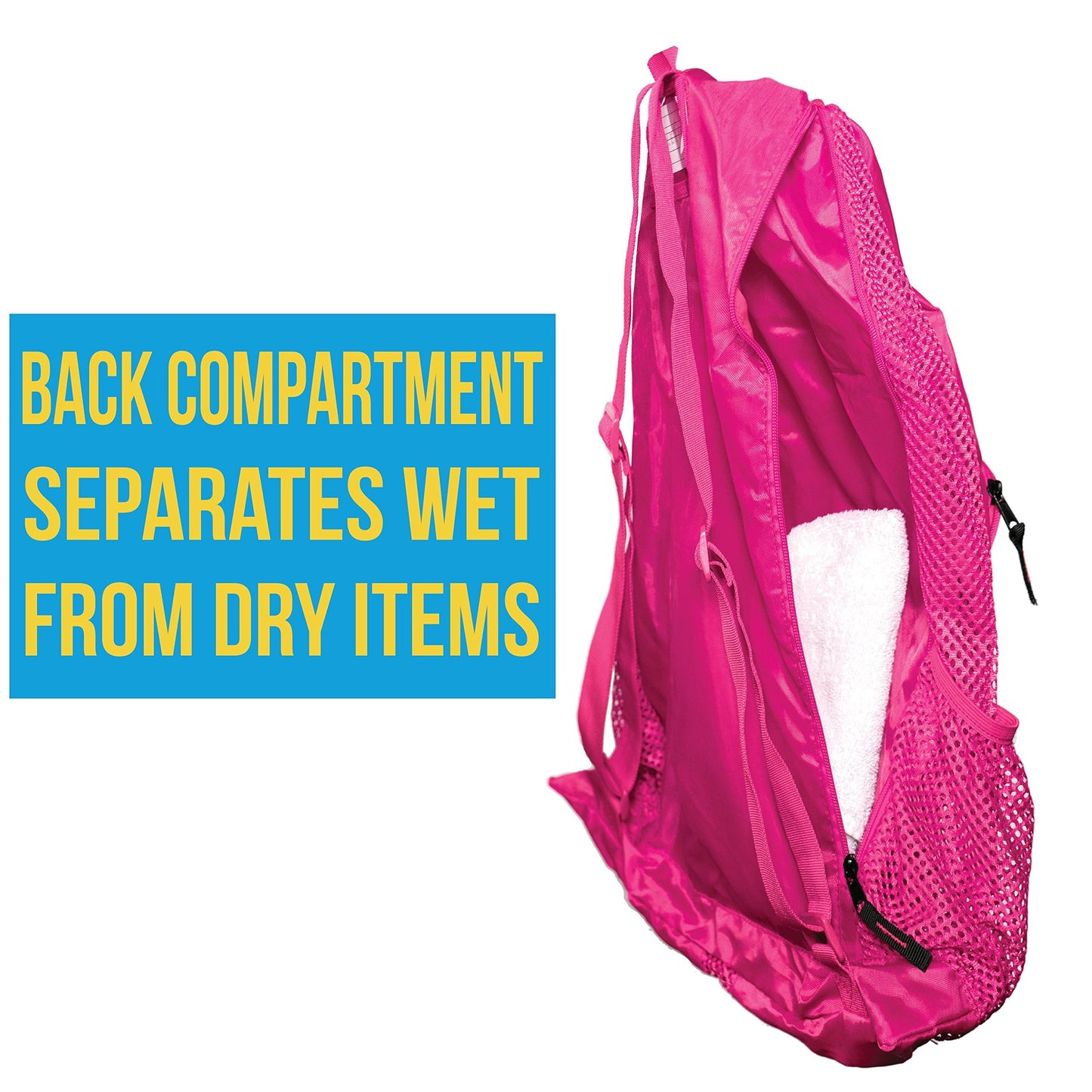 Athletico Mesh Swim Bag - Mesh Pool Bag With Wet & Dry Compartments for Swimming, the Beach, Camping and More (Pink)