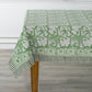 Ridhi Sage Green 100% Cotton Summer Fall Rectangle Tablecloth Hand Block Print Print Washable Reusable Table Cover Farmhouse Parties Buffet Dining Weddings Country French Easter Spring 70 x 118