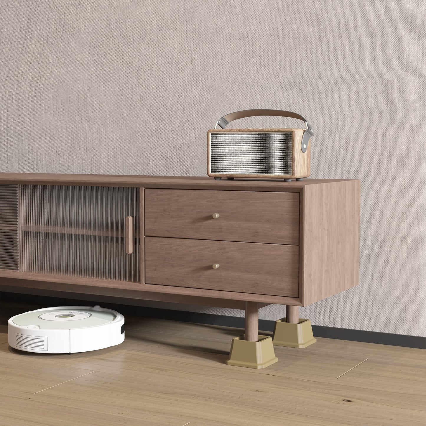 Whynonap Bed Risers 2 Inch Heavy Duty Bed Elevators, Set of 6 Lifts Up 2000 lbs Furniture Risers for Bed Frame ans Sofa, Brown