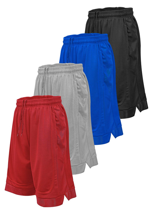 Starting 5 Mens Basketball Shorts with Pockets, Active Athletic Performance Gym Workout Shorts for Men Workout Shorts, 4 Pack (as1, Alpha, x_l, Regular, Regular, Black/Red/Silver/Royal)