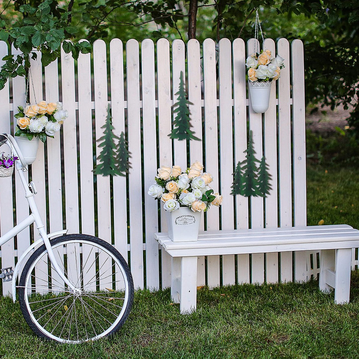 J-Fly Pine Decoration Pine Metal Wall Art Outdoor Metal Wall Art Tree Wall Art Christmas Home Metal Art For Living Room Bedroom Bathroom Kitchen Porch Christmas Wall Decor 11 Inch