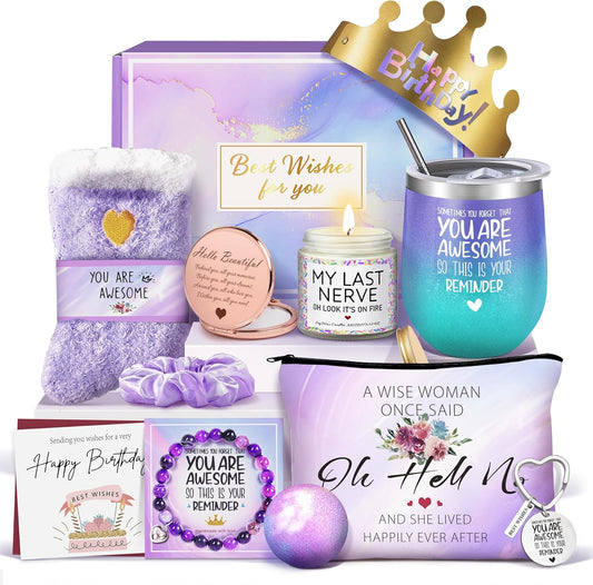 Gifts for Women, Birthday Gifts for Women, Happy Birthday Gifts Basket, Gift Set for Best Friends Female Sister Mom Wife Her Girlfriend Coworker Bestie Bff